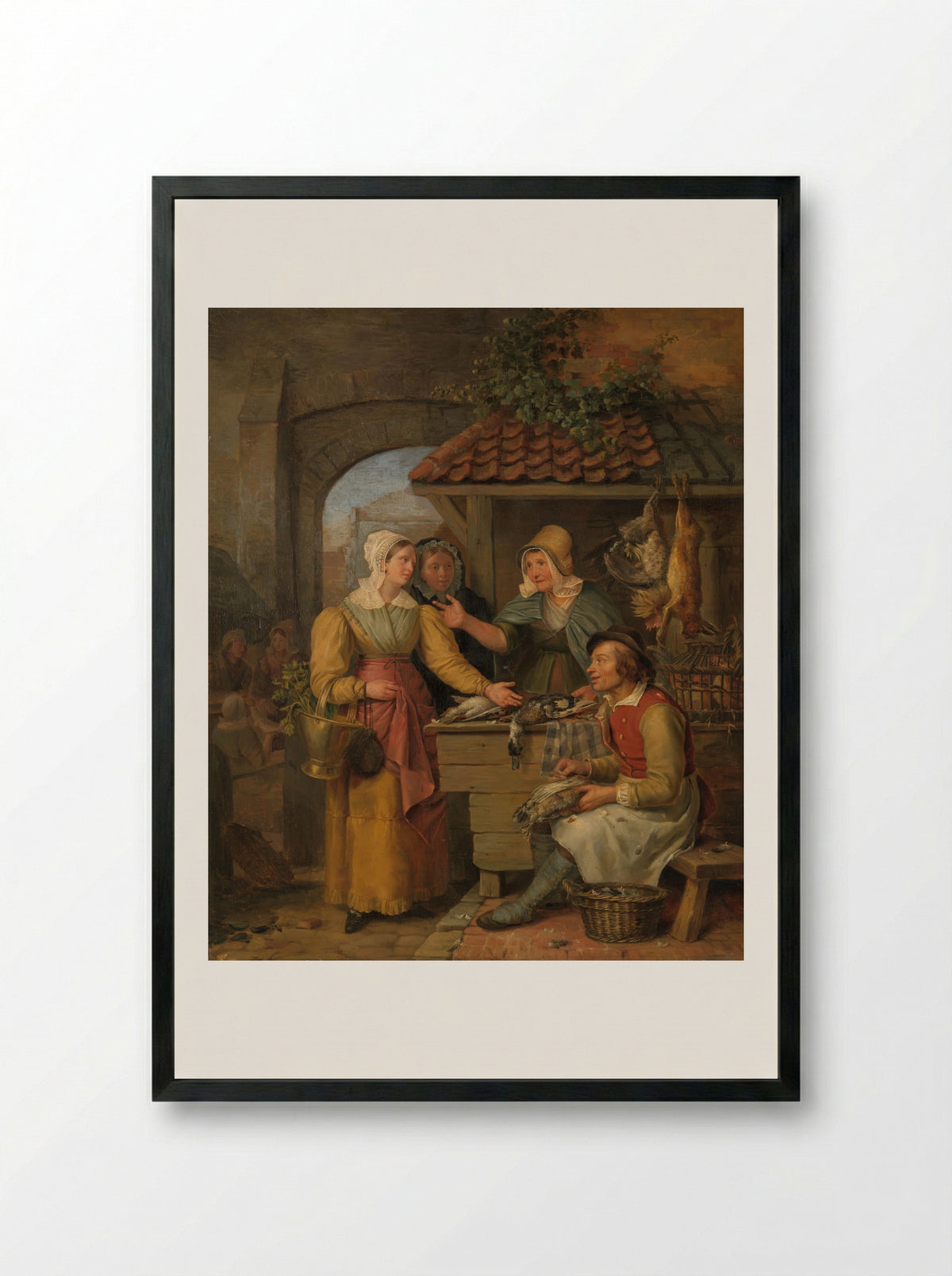 De poelierster (The Poultry Dealer) - Willem Jodocus Mattheus Engelberts - Framed Print Black