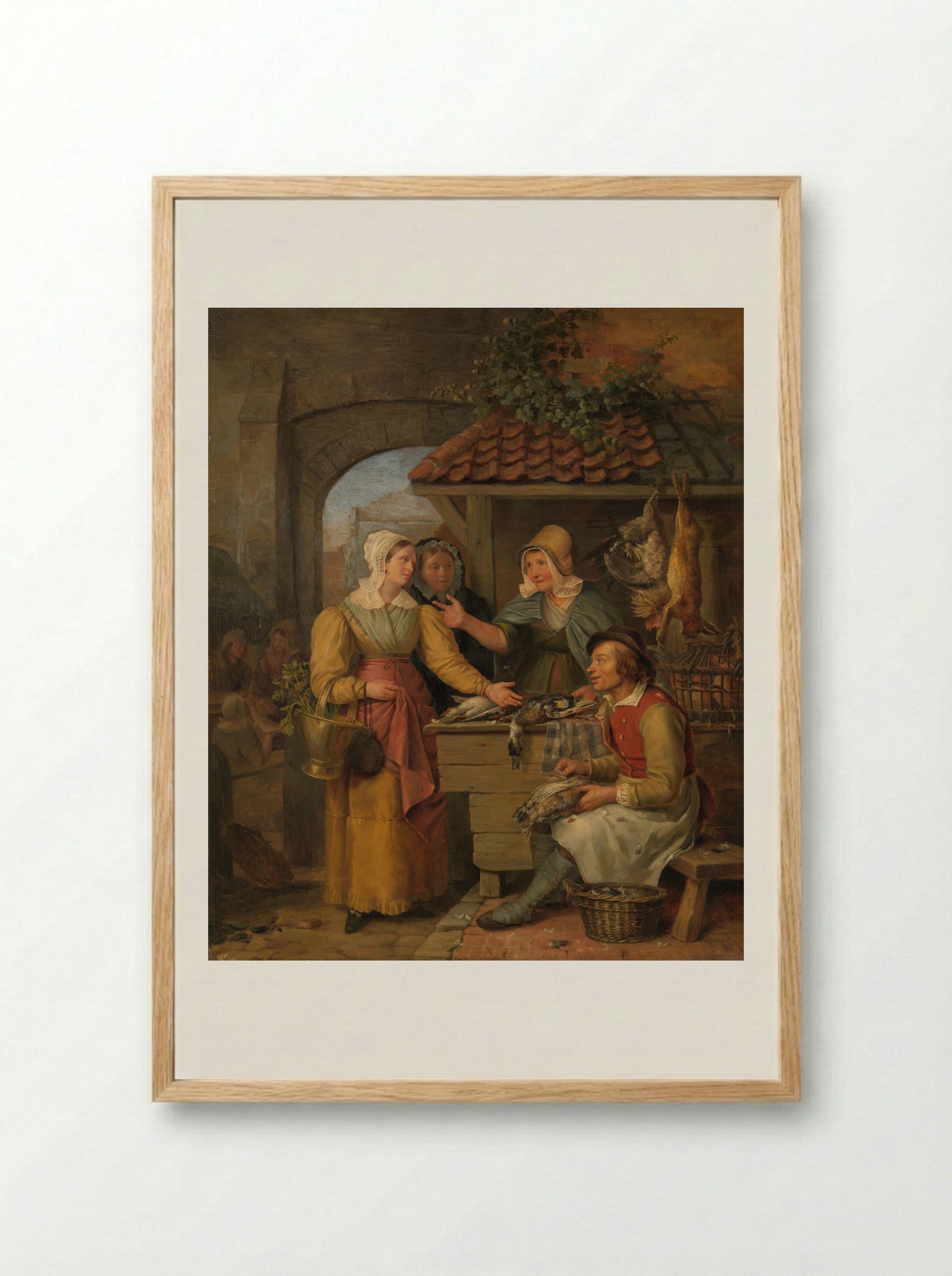 De poelierster (The Poultry Dealer) - Willem Jodocus Mattheus Engelberts - Framed Print Wood