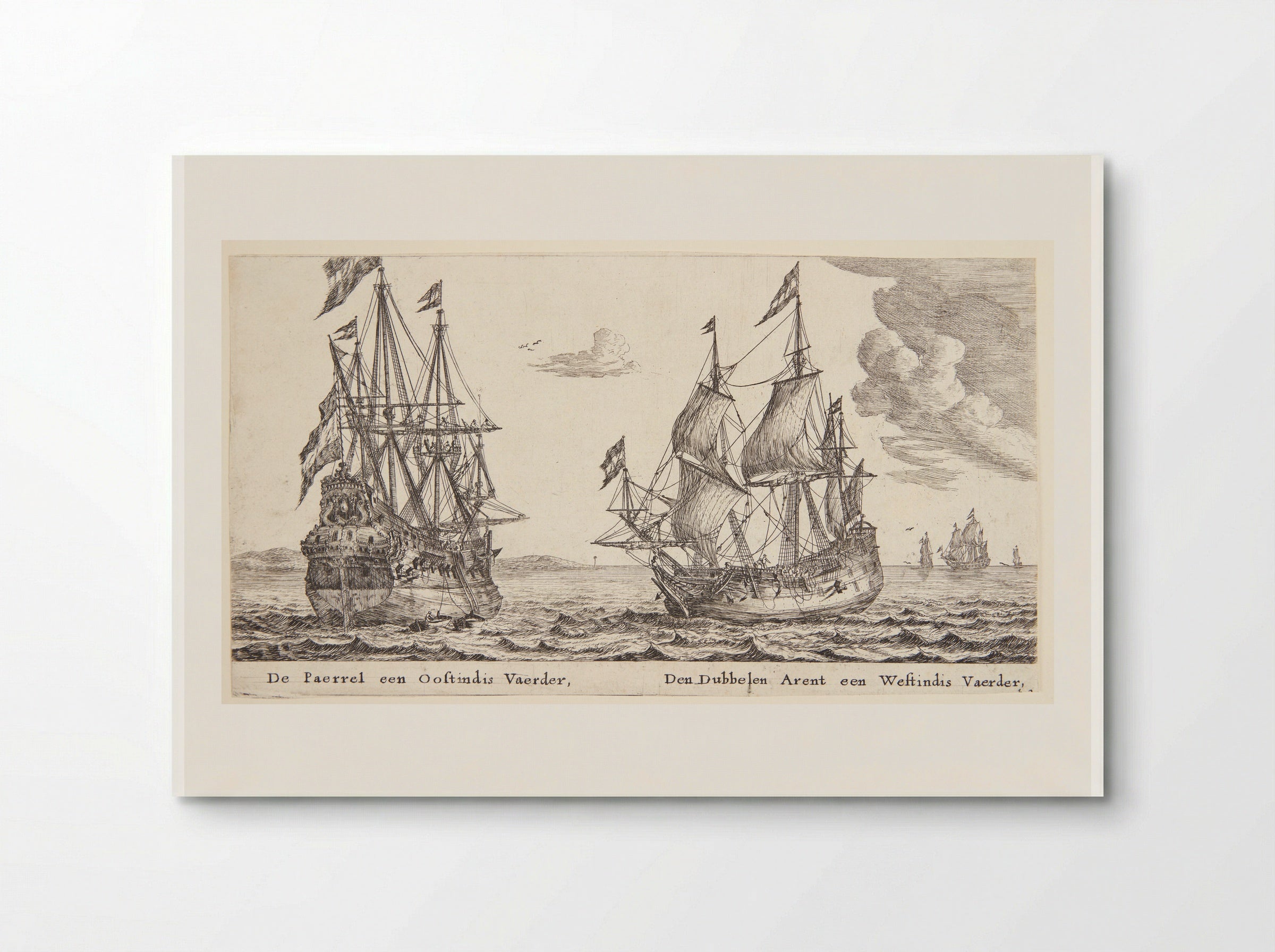 De schepen De Parel en De Dubbele Arend - Reinier Nooms - Poster