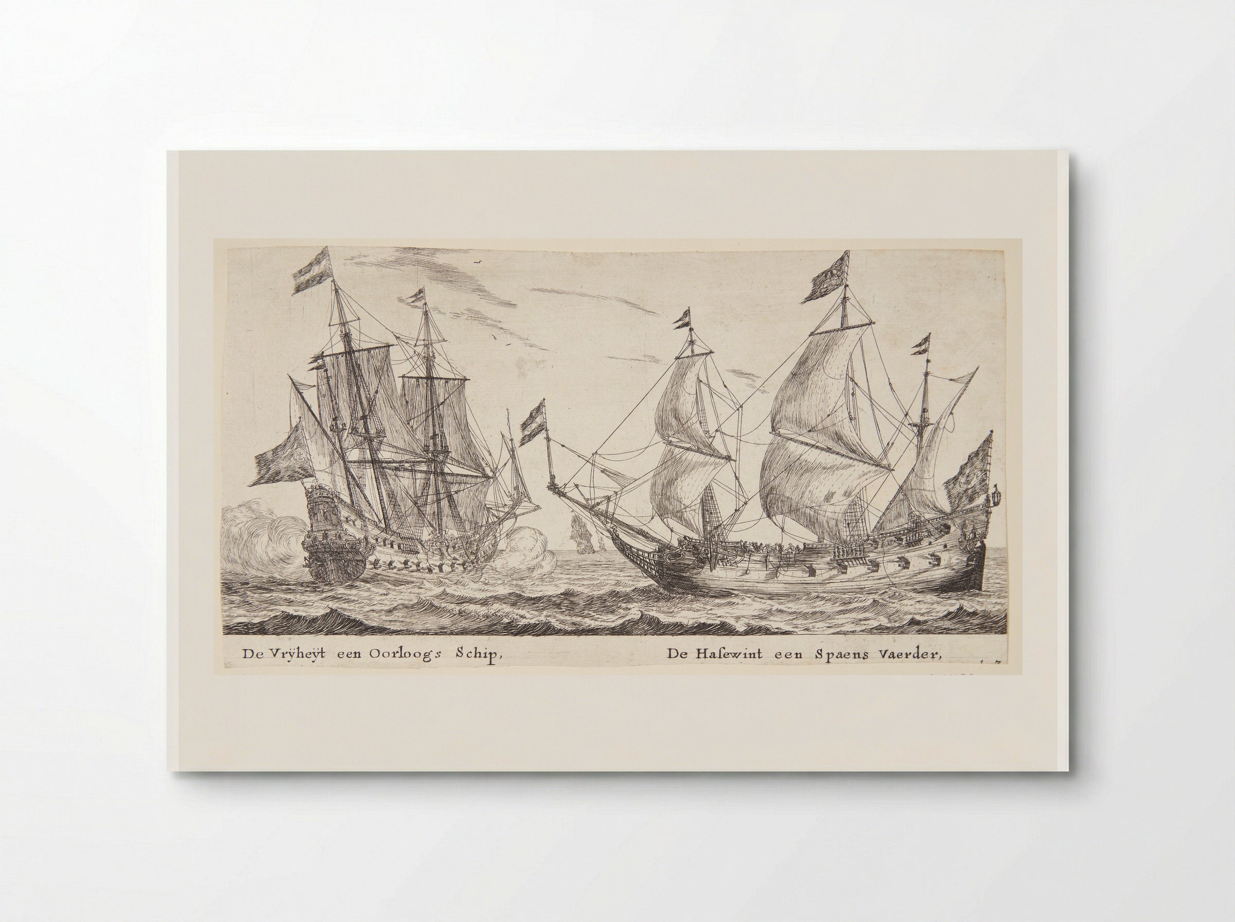 De schepen De Vrijheid en De Hazewind - Reinier Nooms - Poster