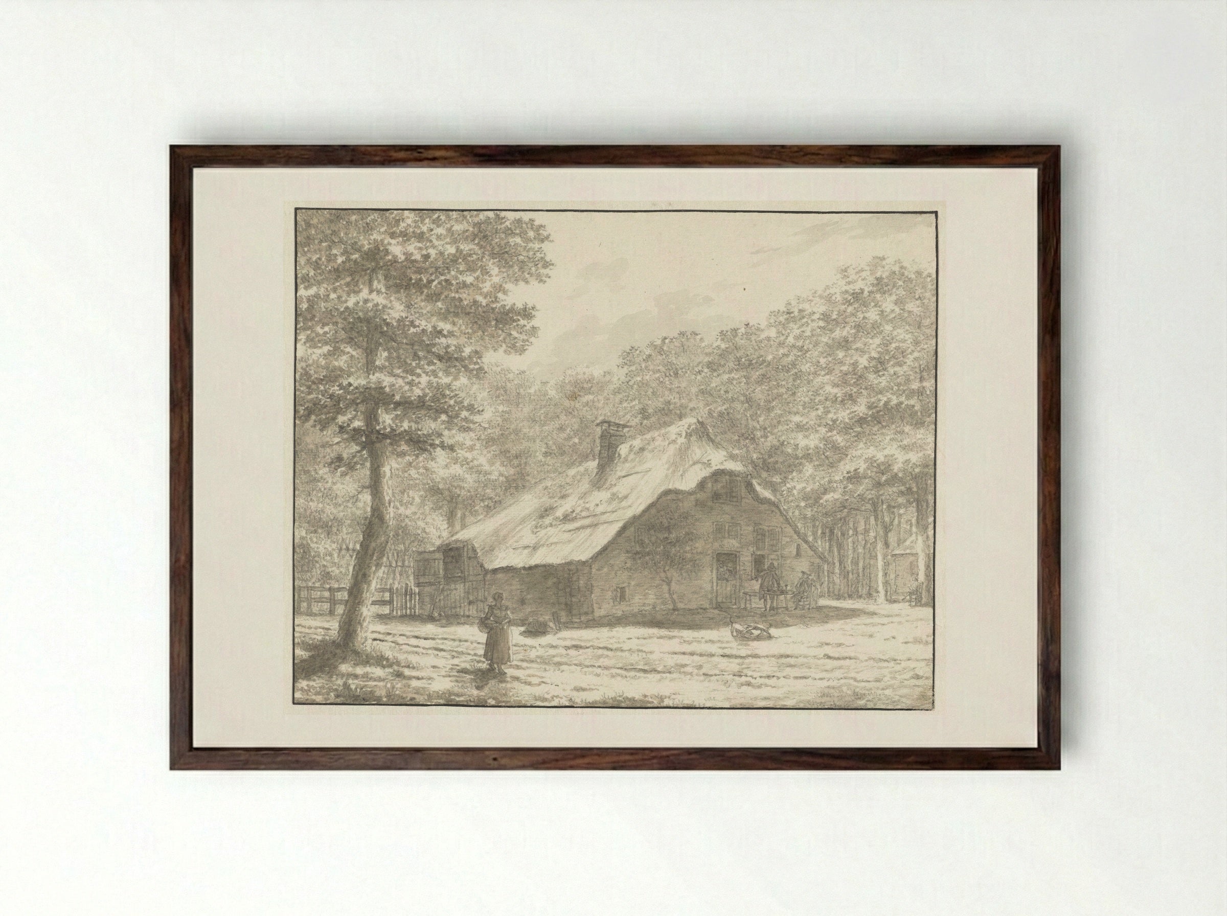 De schilderskroeg Zeeburg te Muiderberg - Jacob Cats - Framed Print Dark Wood