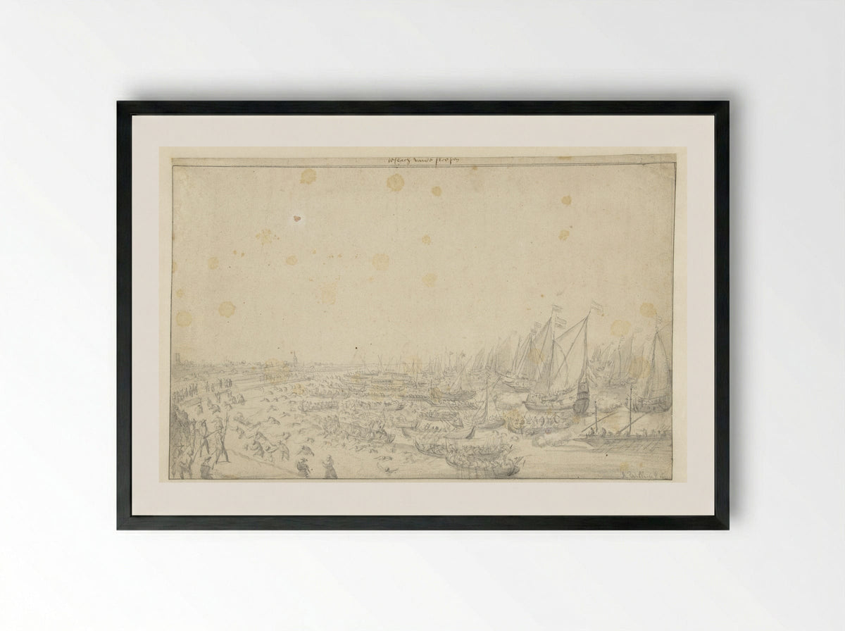 De slag op het Slaak - Abraham Willaerts - Framed Print Black