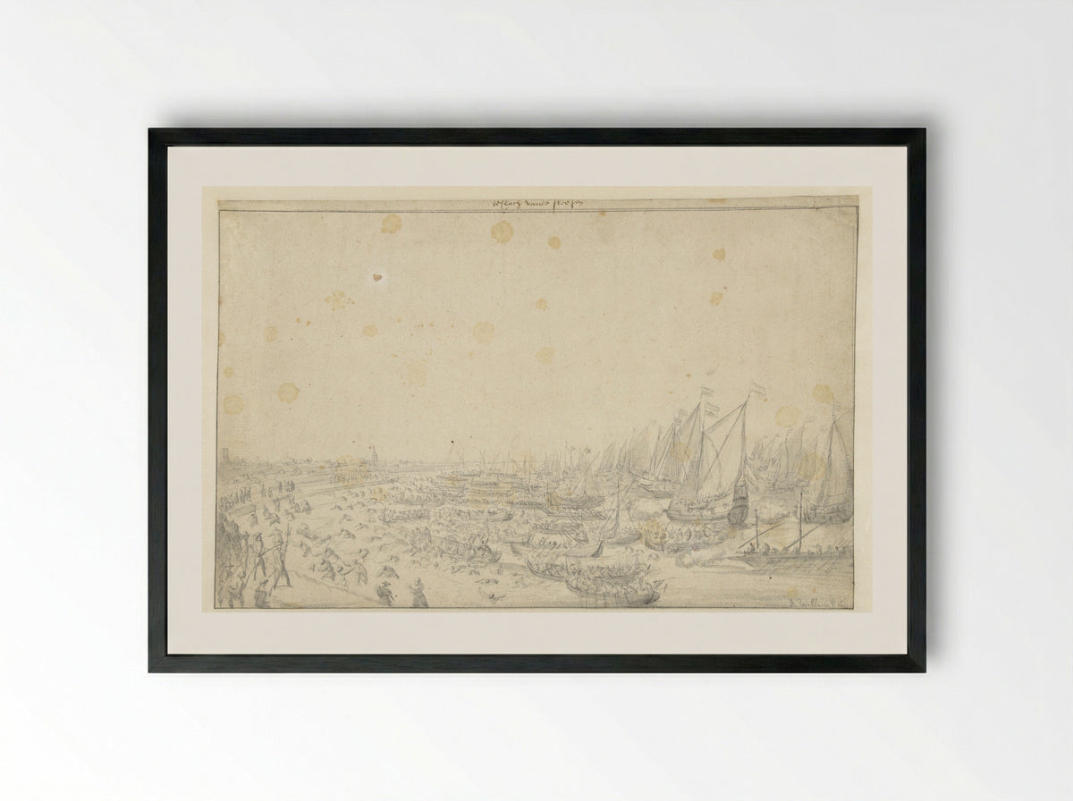De slag op het Slaak - Abraham Willaerts - Framed Print Black