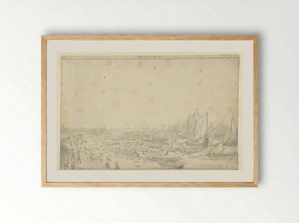 De slag op het Slaak - Abraham Willaerts - Framed Print Wood