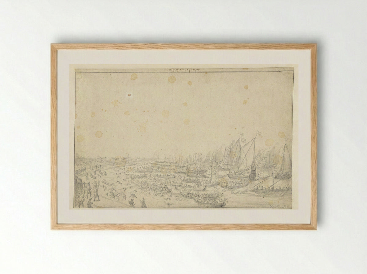 De slag op het Slaak - Abraham Willaerts - Framed Print Wood