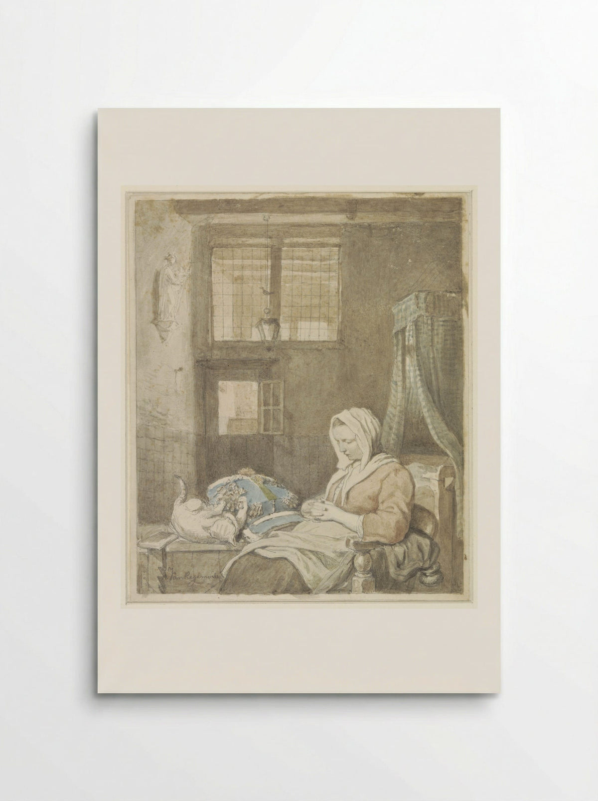 De slapende kantwerkster - Ignatius Josephus Van Regemorter - Poster