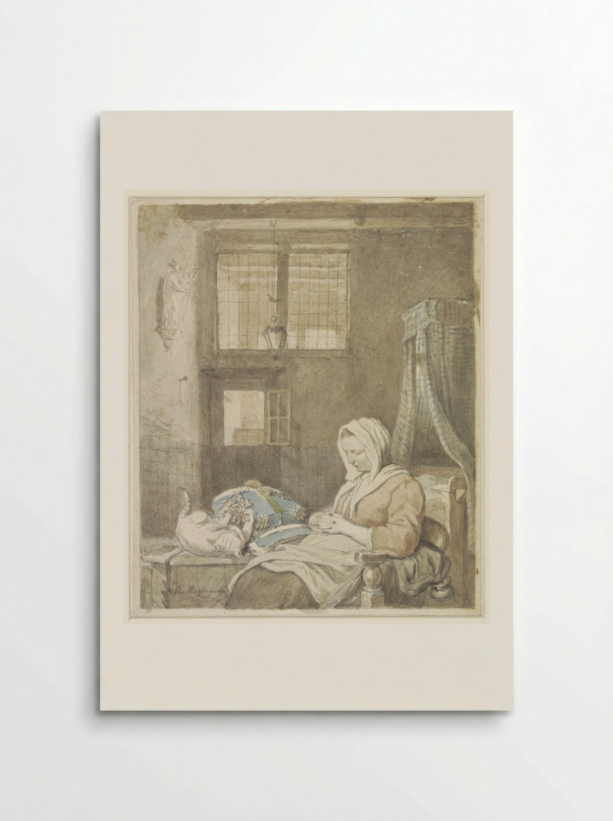 De slapende kantwerkster - Ignatius Josephus Van Regemorter - Poster