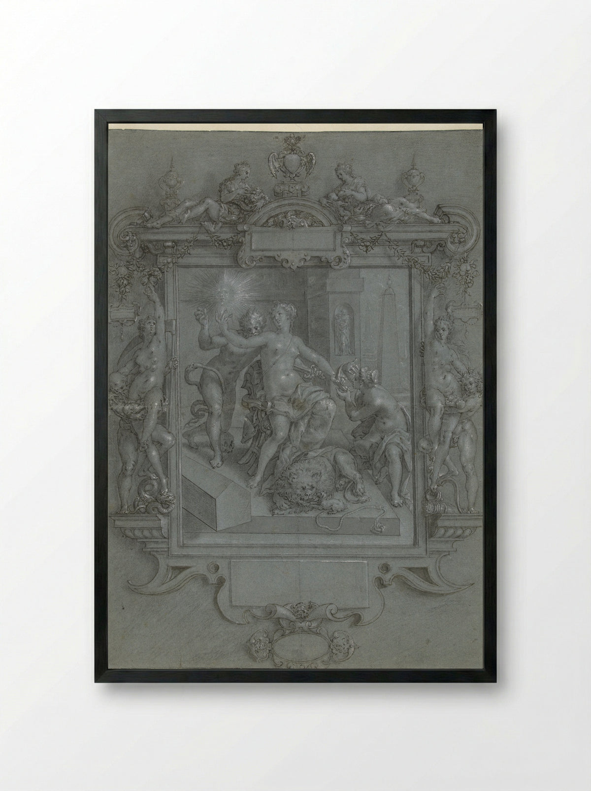 De spiegel der deugd - Cornelis Ketel - Framed Print Black