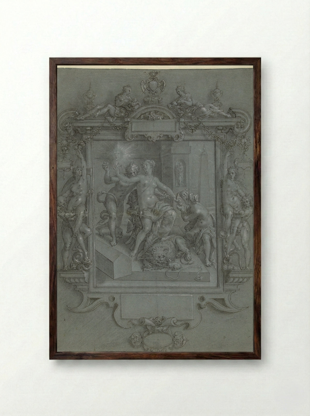 De spiegel der deugd - Cornelis Ketel - Framed Print Dark Wood