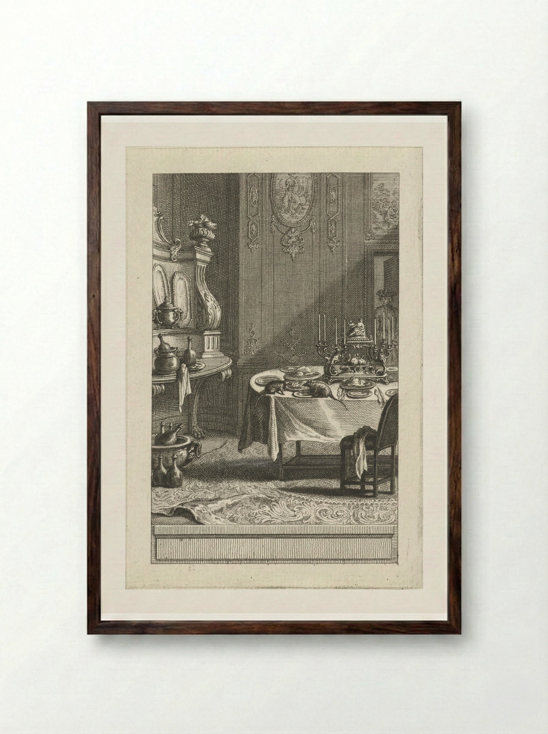 De stadsrat en de veldrat - Abraham Delfos - Framed Print Dark Wood