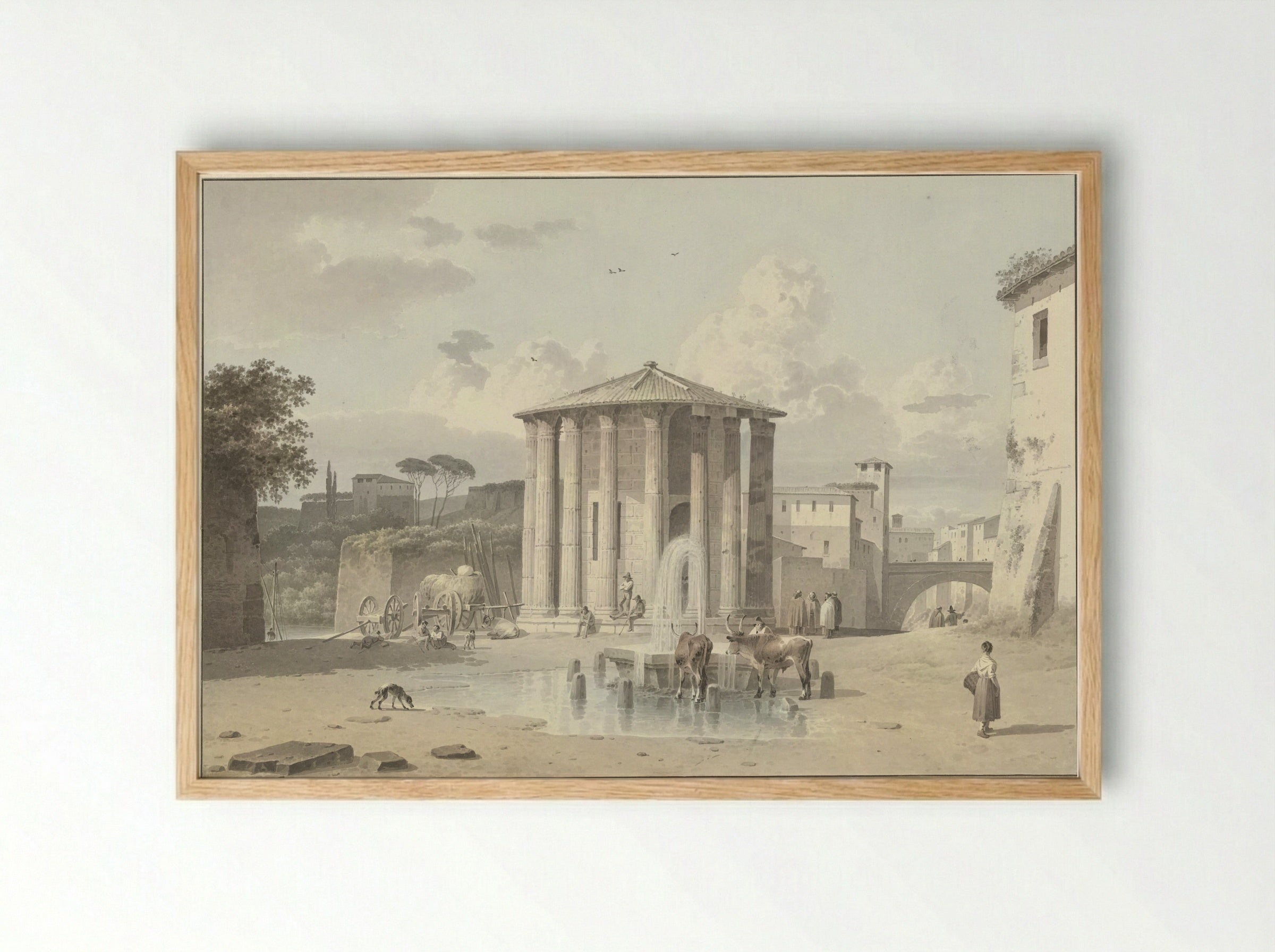 De tempel van Vesta in Rome - Josephus Augustus Knip - Framed Print Wood
