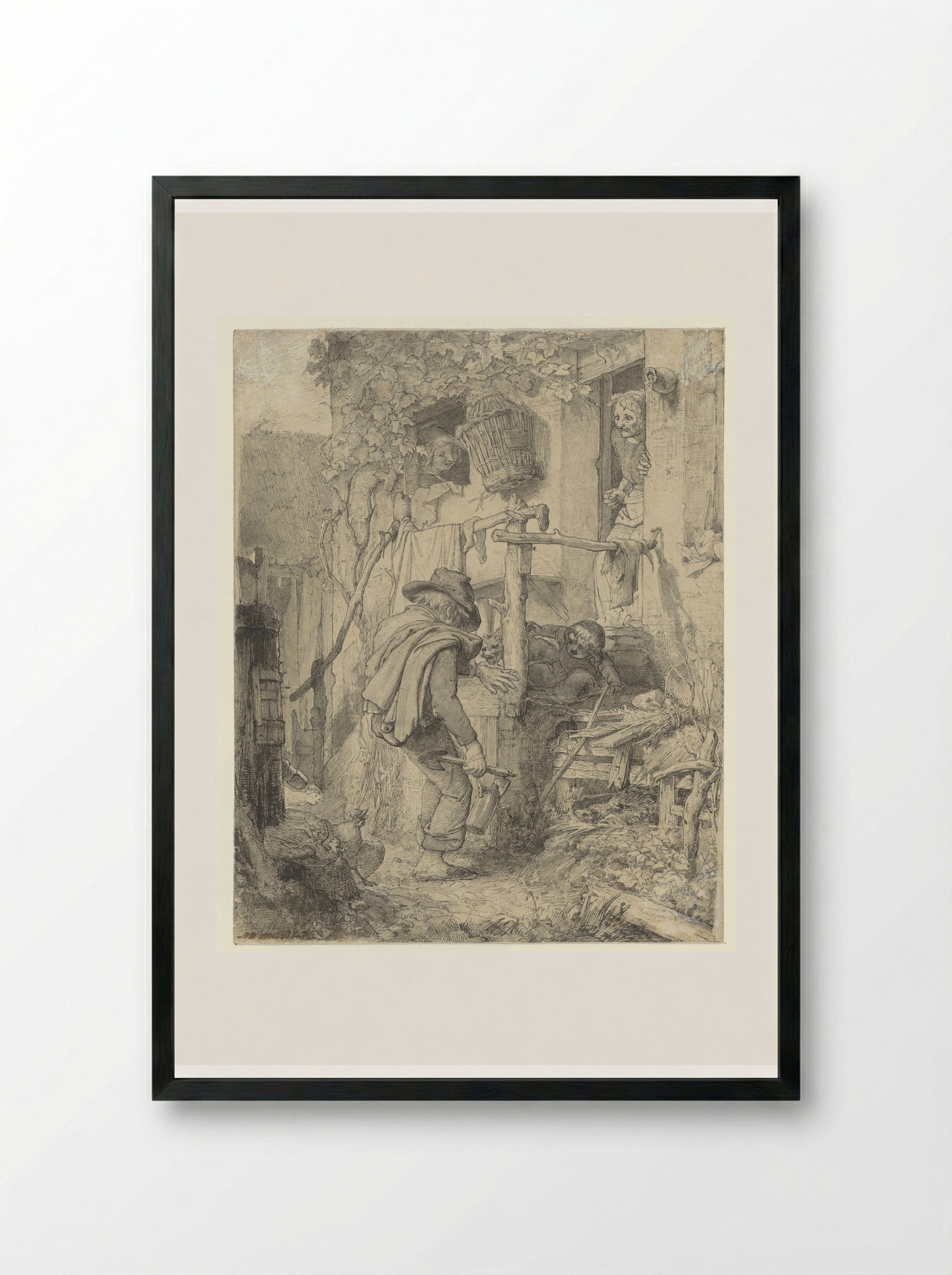 De thuiskomst van een dronken man - Matthijs Maris - Framed Print Black