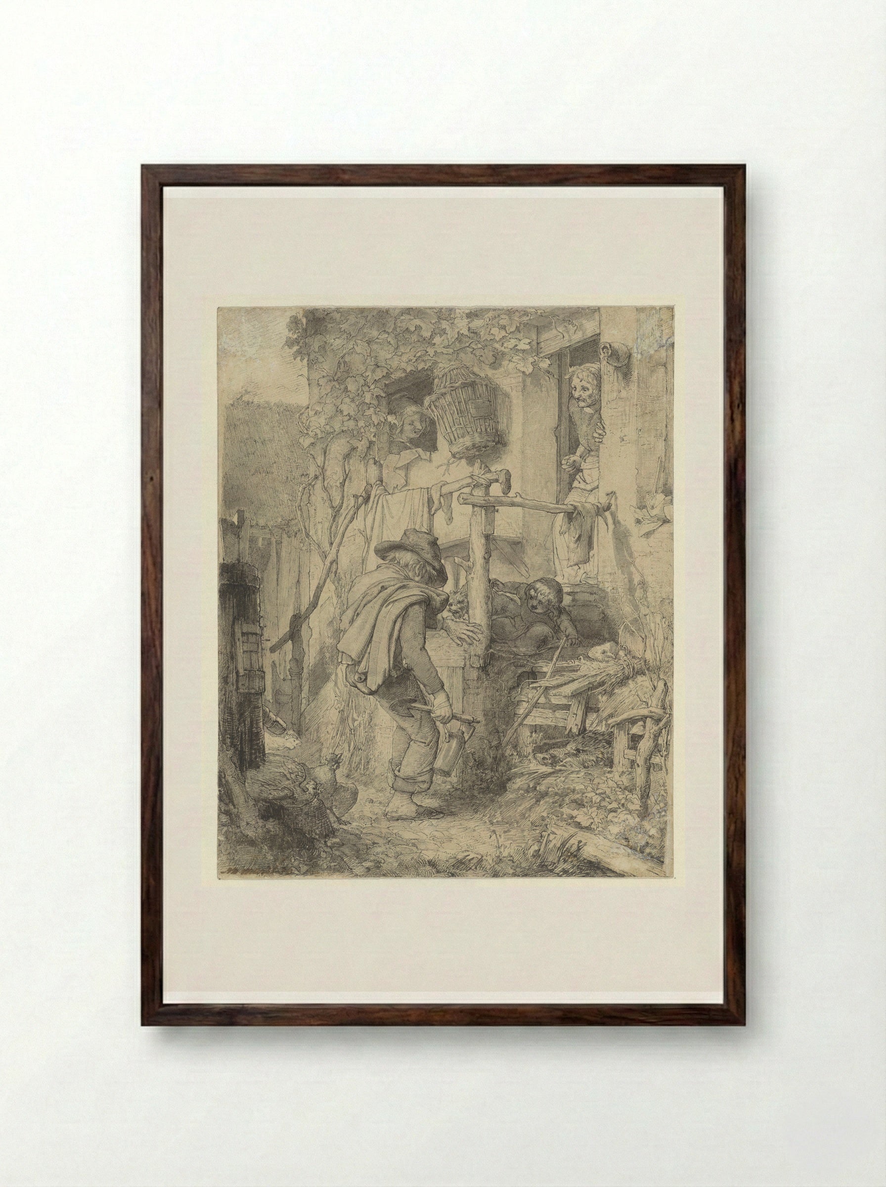 De thuiskomst van een dronken man - Matthijs Maris - Framed Print Dark Wood