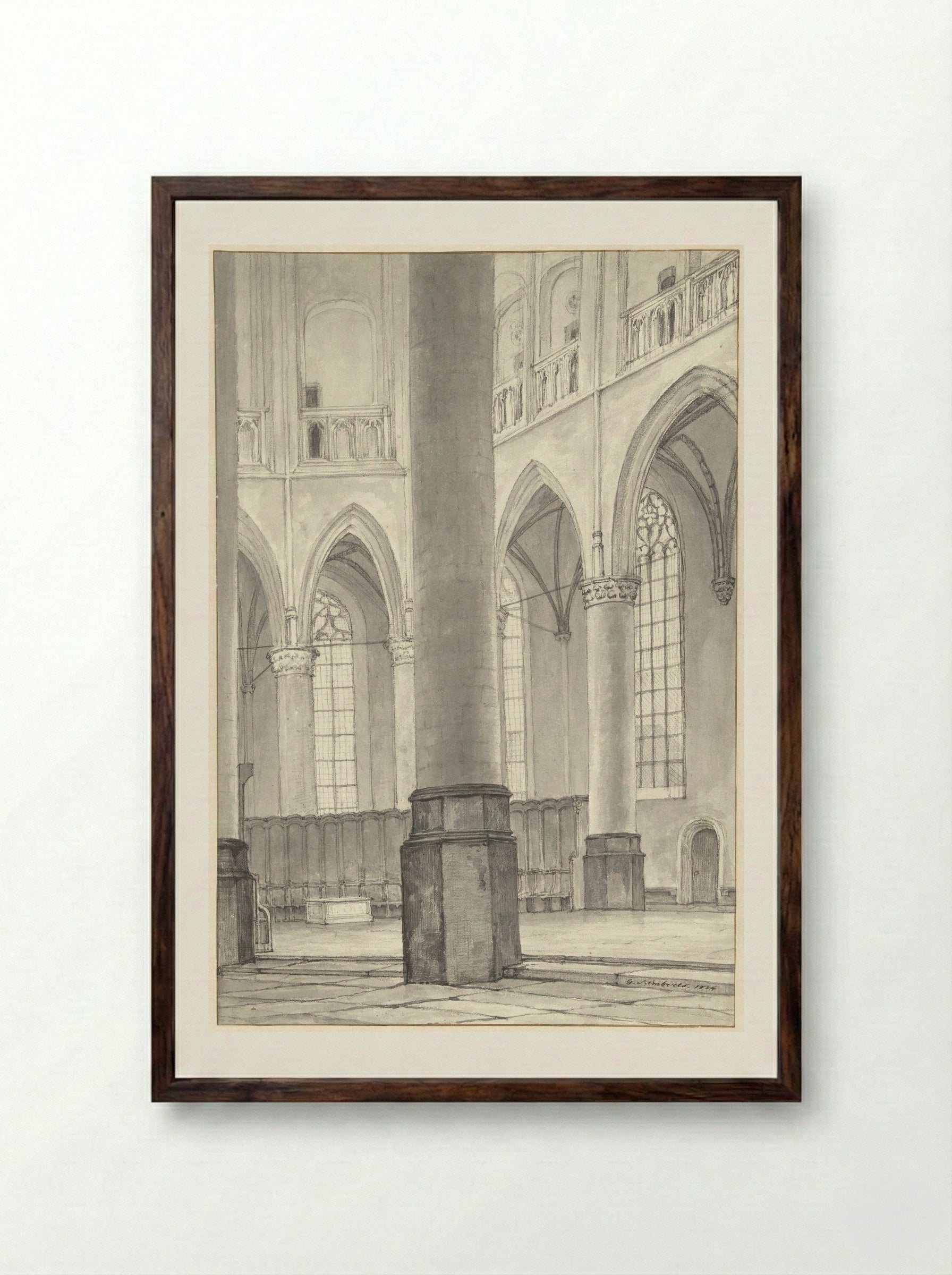 De tombe van Floris V in de Grote Kerk te Alkmaar - Gerrit Lamberts - Framed Print Dark Wood