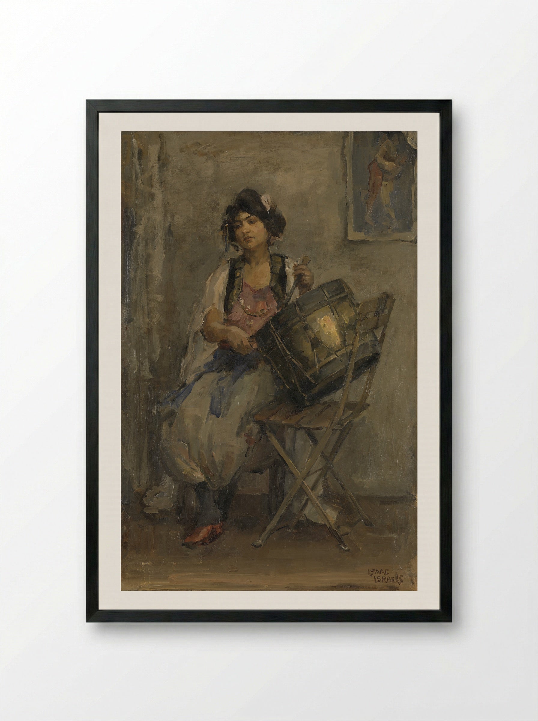 De trommelaarster - Isaac Israels - Framed Print Black