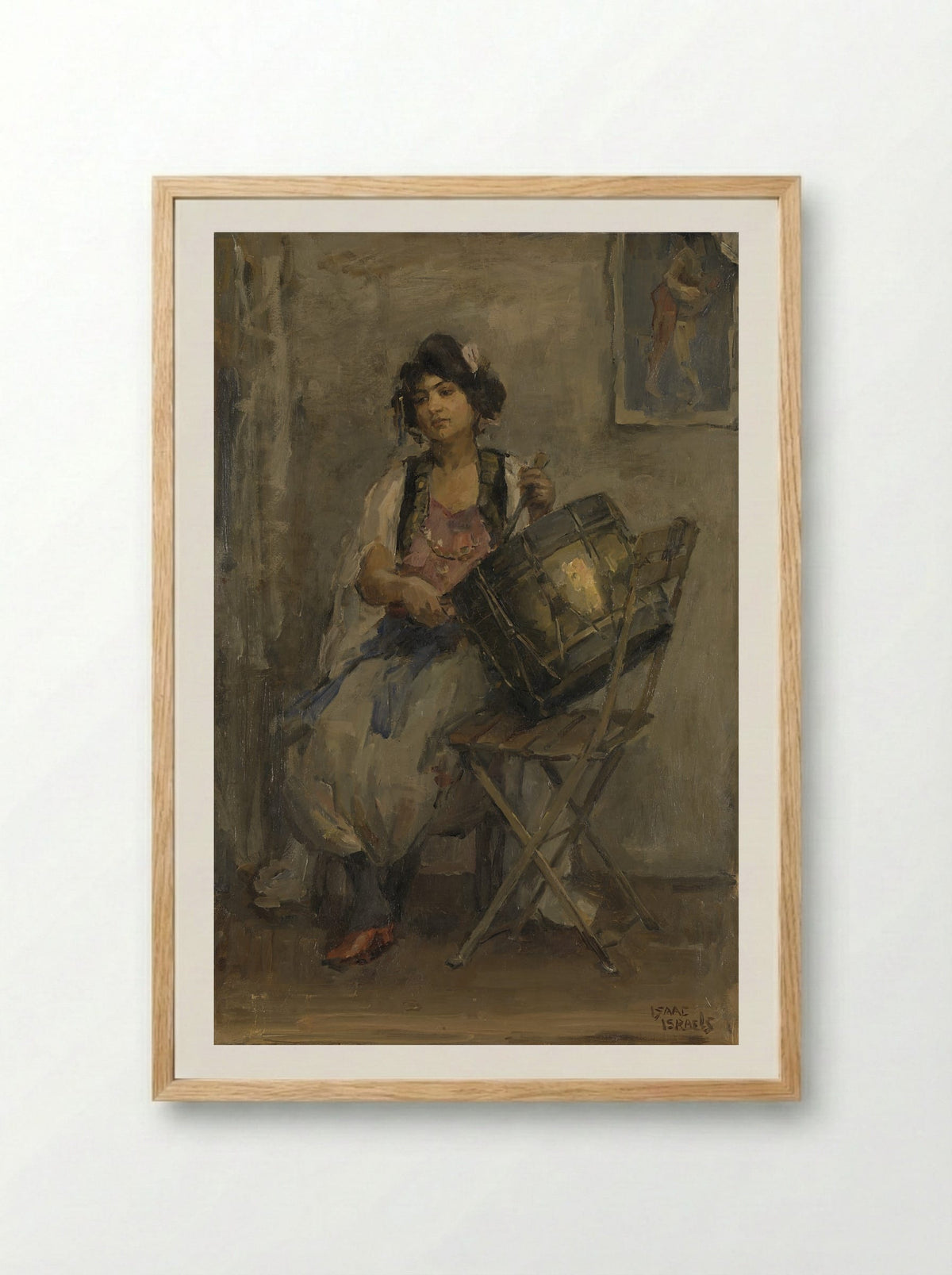 De trommelaarster - Isaac Israels - Framed Print Wood