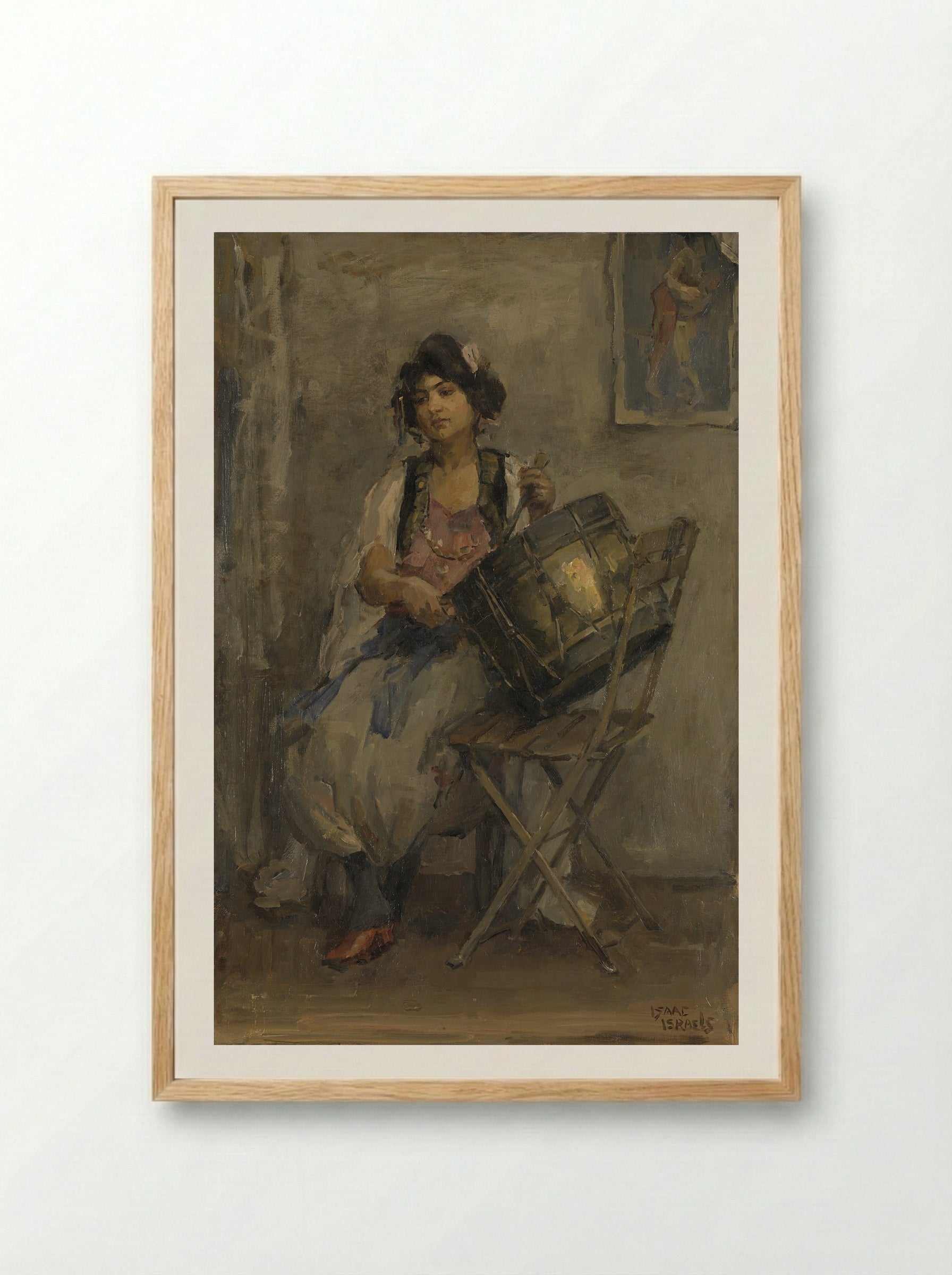 De trommelaarster - Isaac Israels - Framed Print Wood