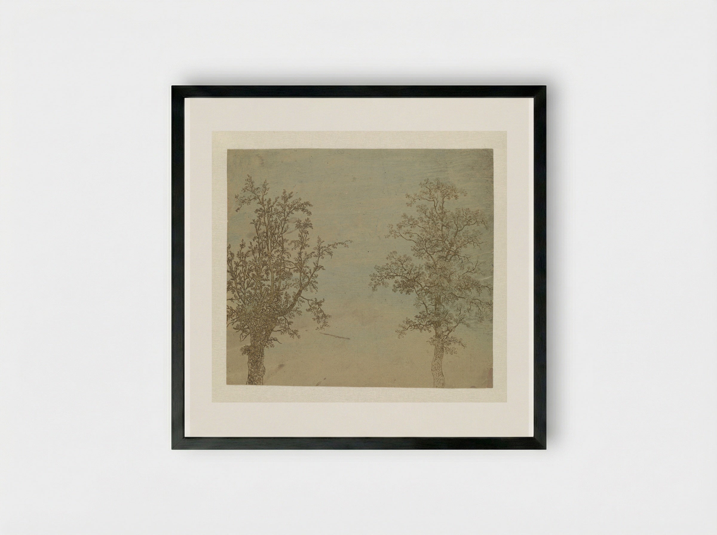 De twee bomen (een els en een es) - Hercules Segers - Framed Print Black