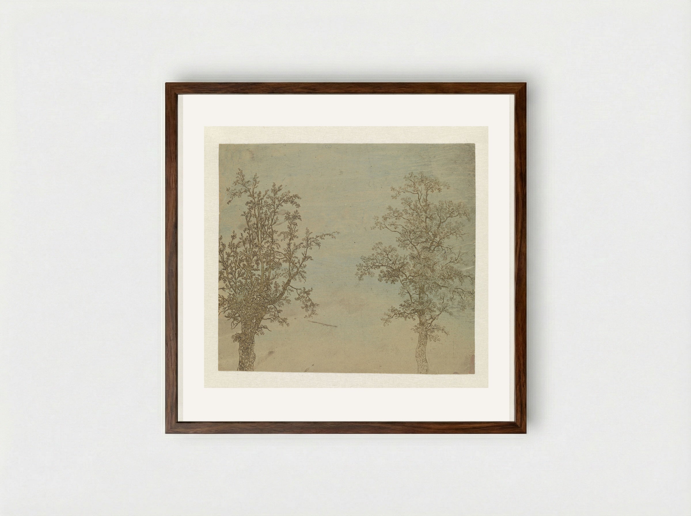 De twee bomen (een els en een es) - Hercules Segers - Framed Print Dark Wood