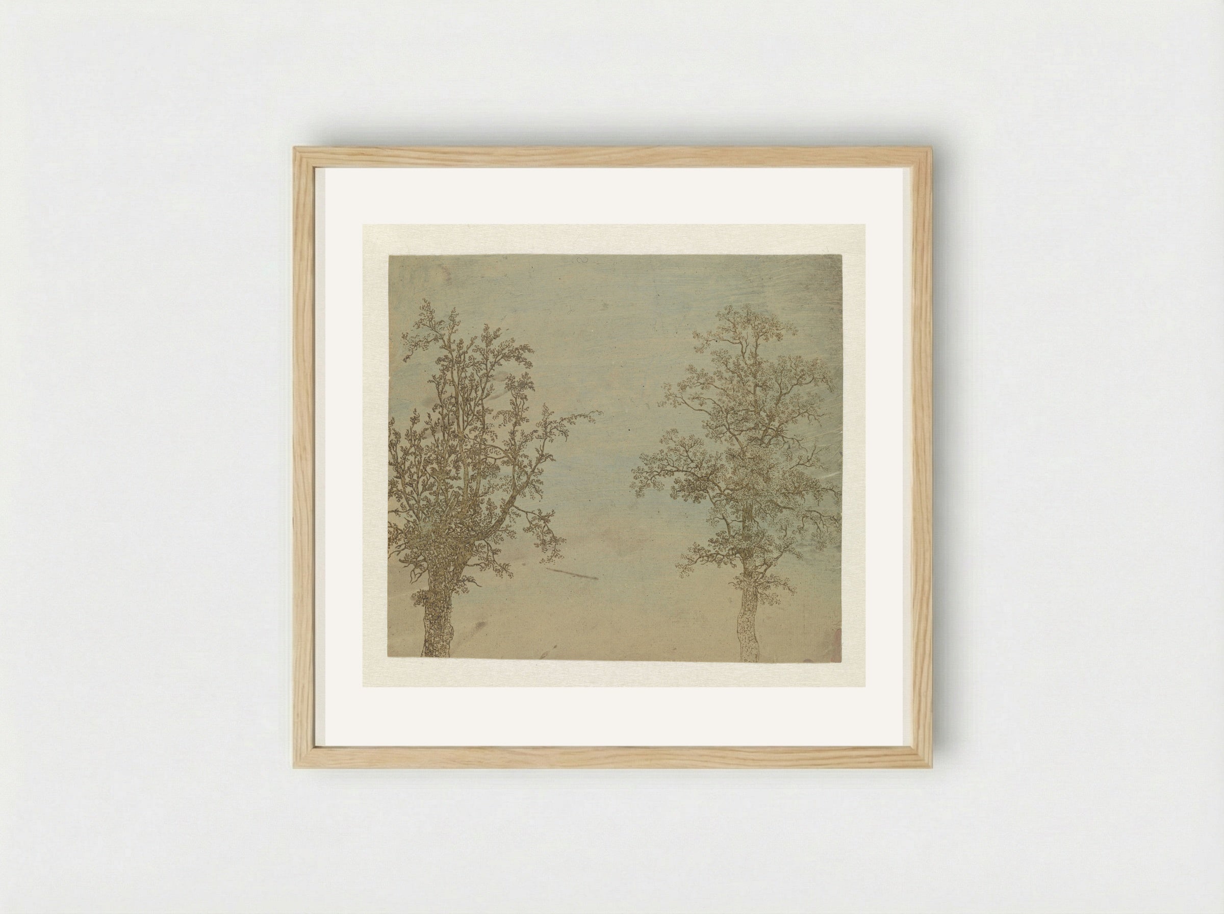 De twee bomen (een els en een es) - Hercules Segers - Framed Print Wood