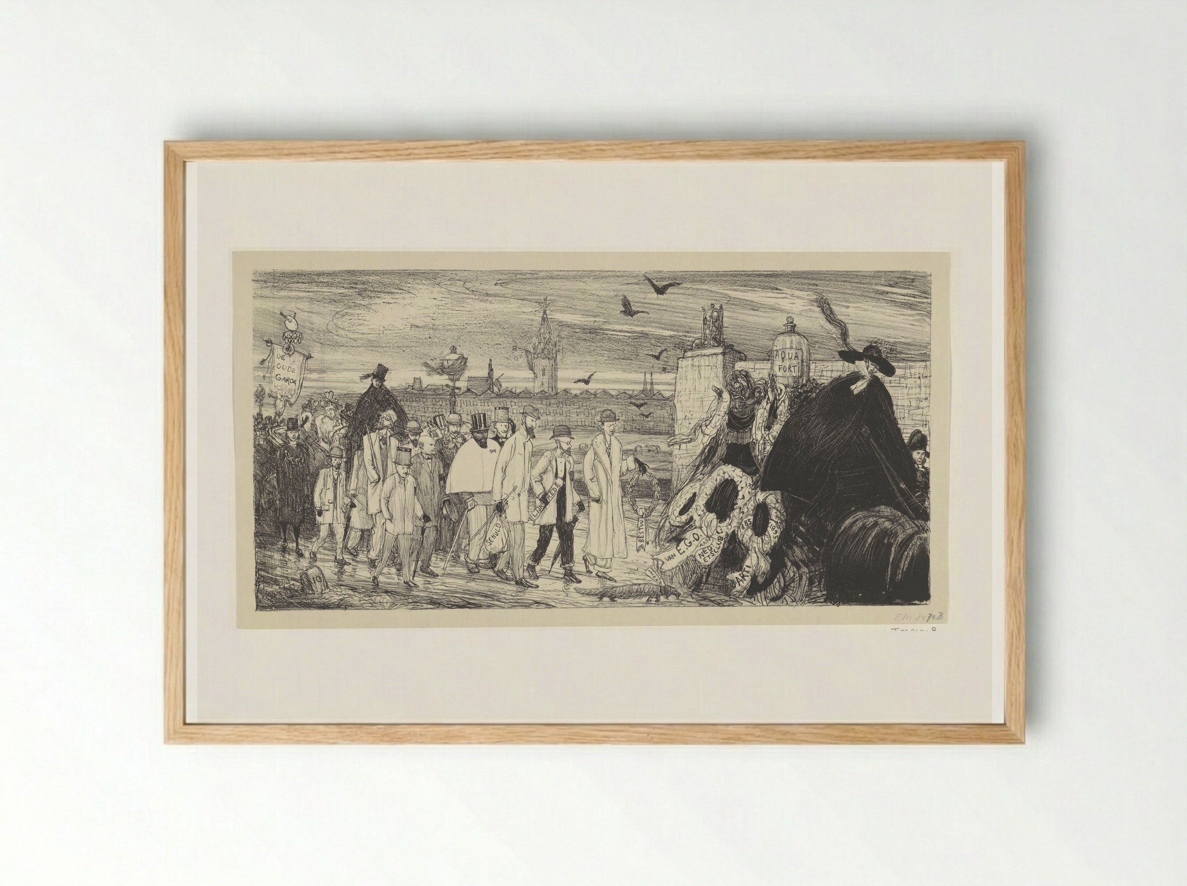 De uitvaart van de Nederlandsche Etsclub - Marius Bauer - Framed Print Wood