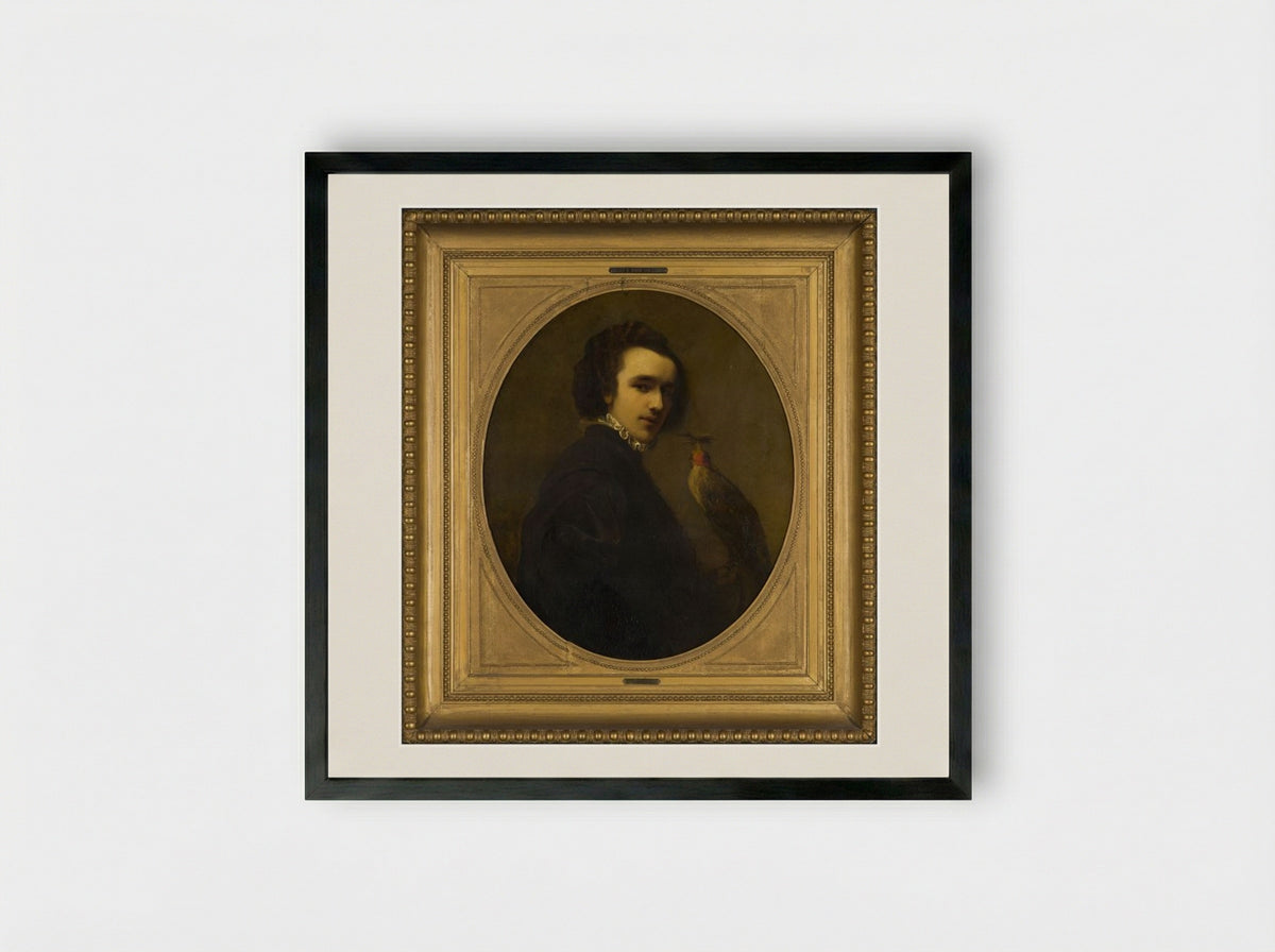 De valkenier (The Falconer) - Christoffel Bisschop - Framed Print Black