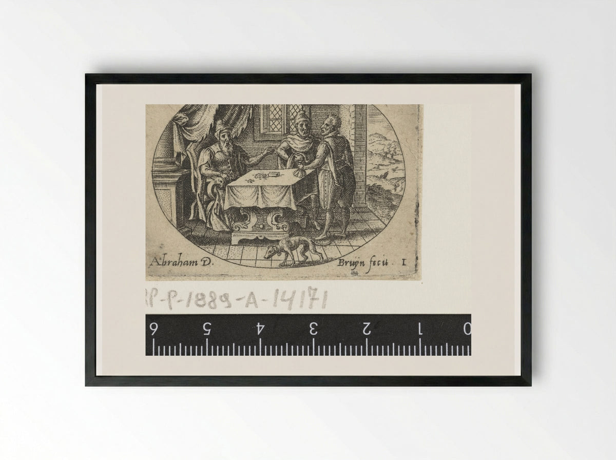 De verloren zoon ontvangt zijn erfdeel - Abraham de Bruyn - Framed Print Black