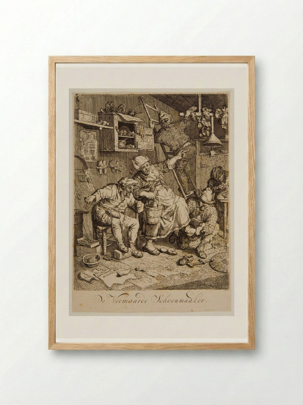 De vermaarde schoenmaaker - Cornelis Dusart - Framed Print Wood