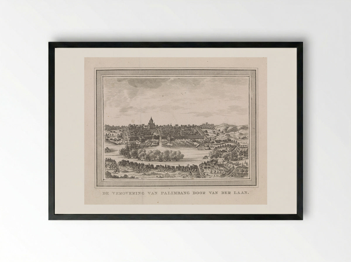 De verovering van de stad Palembang in 1659 - Dirk de Jong - Framed Print Black