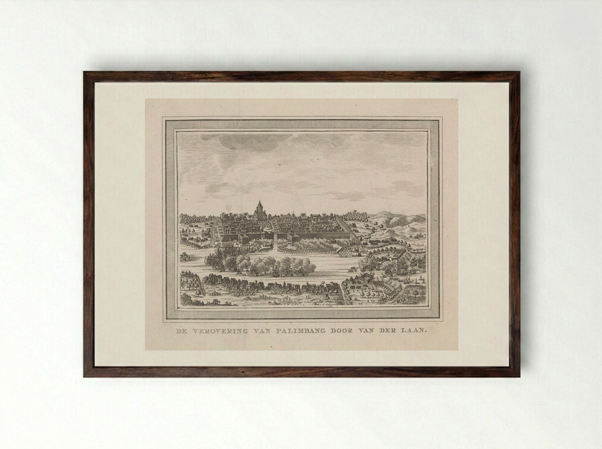 De verovering van de stad Palembang in 1659 - Dirk de Jong - Framed Print Dark Wood