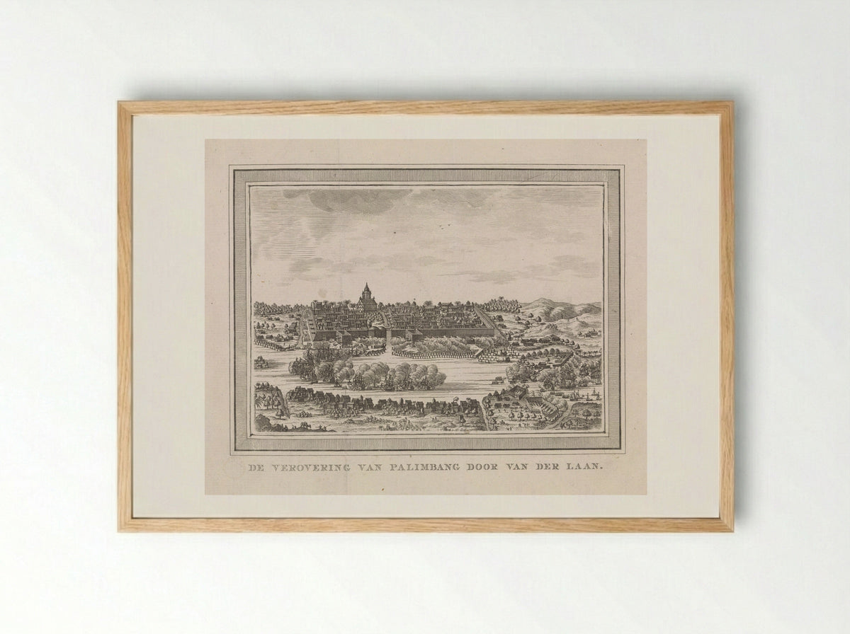 De verovering van de stad Palembang in 1659 - Dirk de Jong - Framed Print Wood