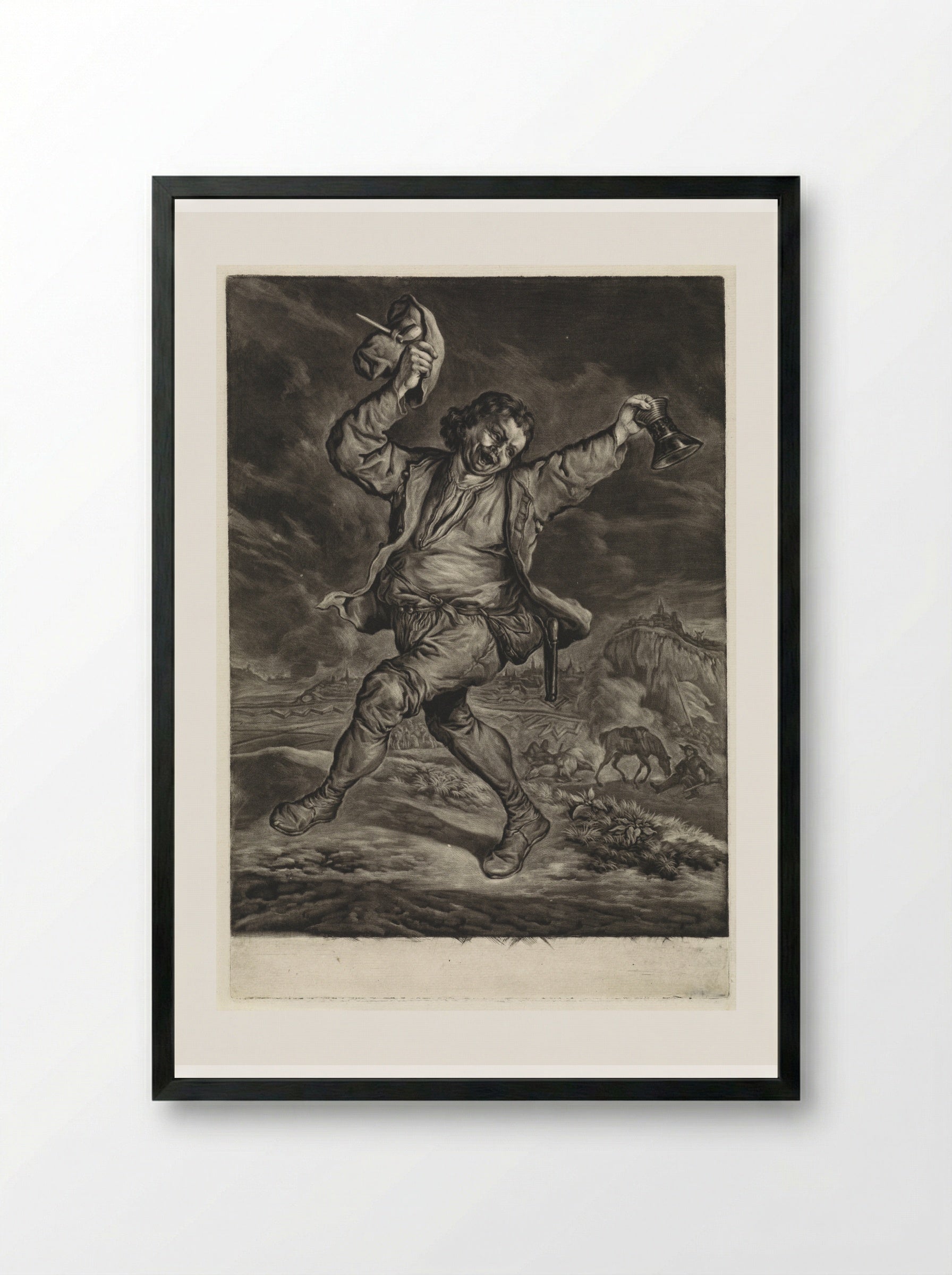 De vrolijke patriot - Cornelis Dusart - Framed Print Black