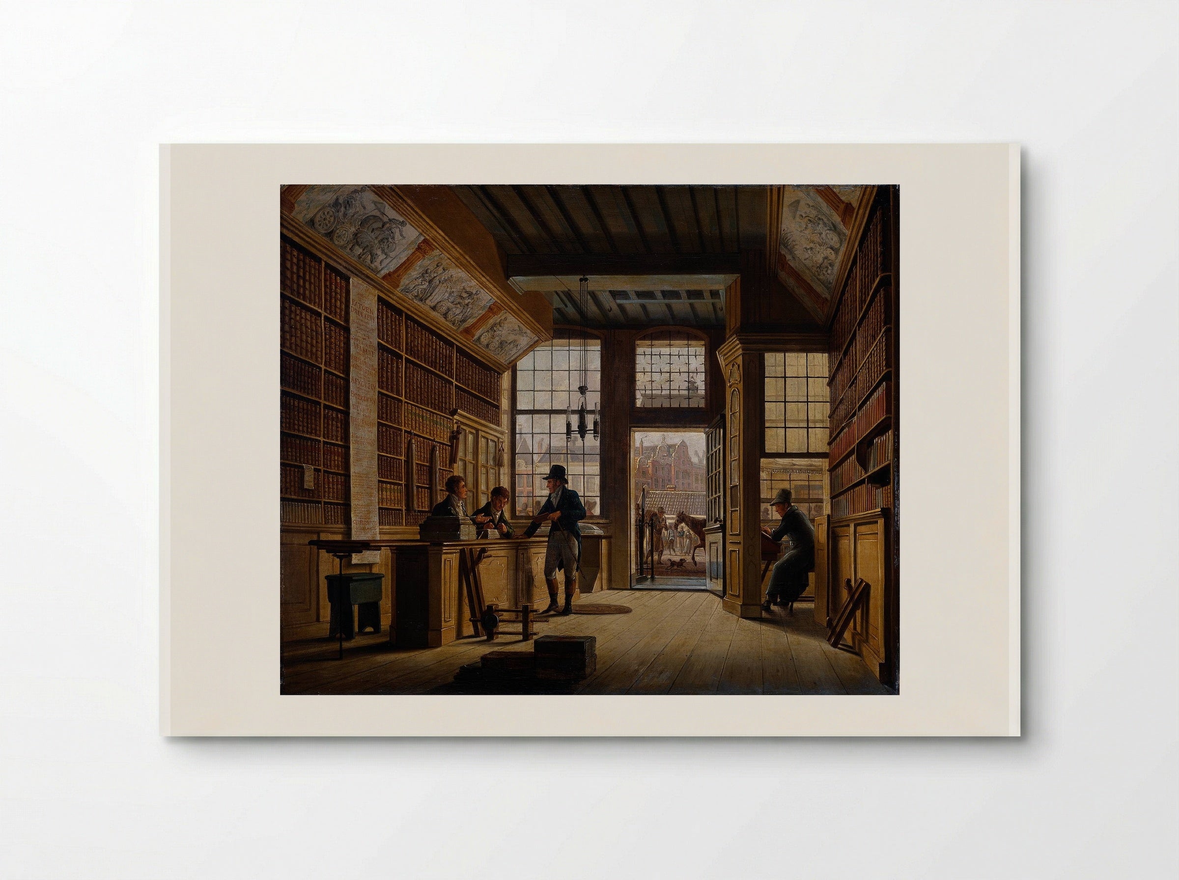 De winkel van de boekhandelaar Pieter Meijer Warnars op de Vijgendam te Amsterdam - Johannes Jelgerhuis - Poster