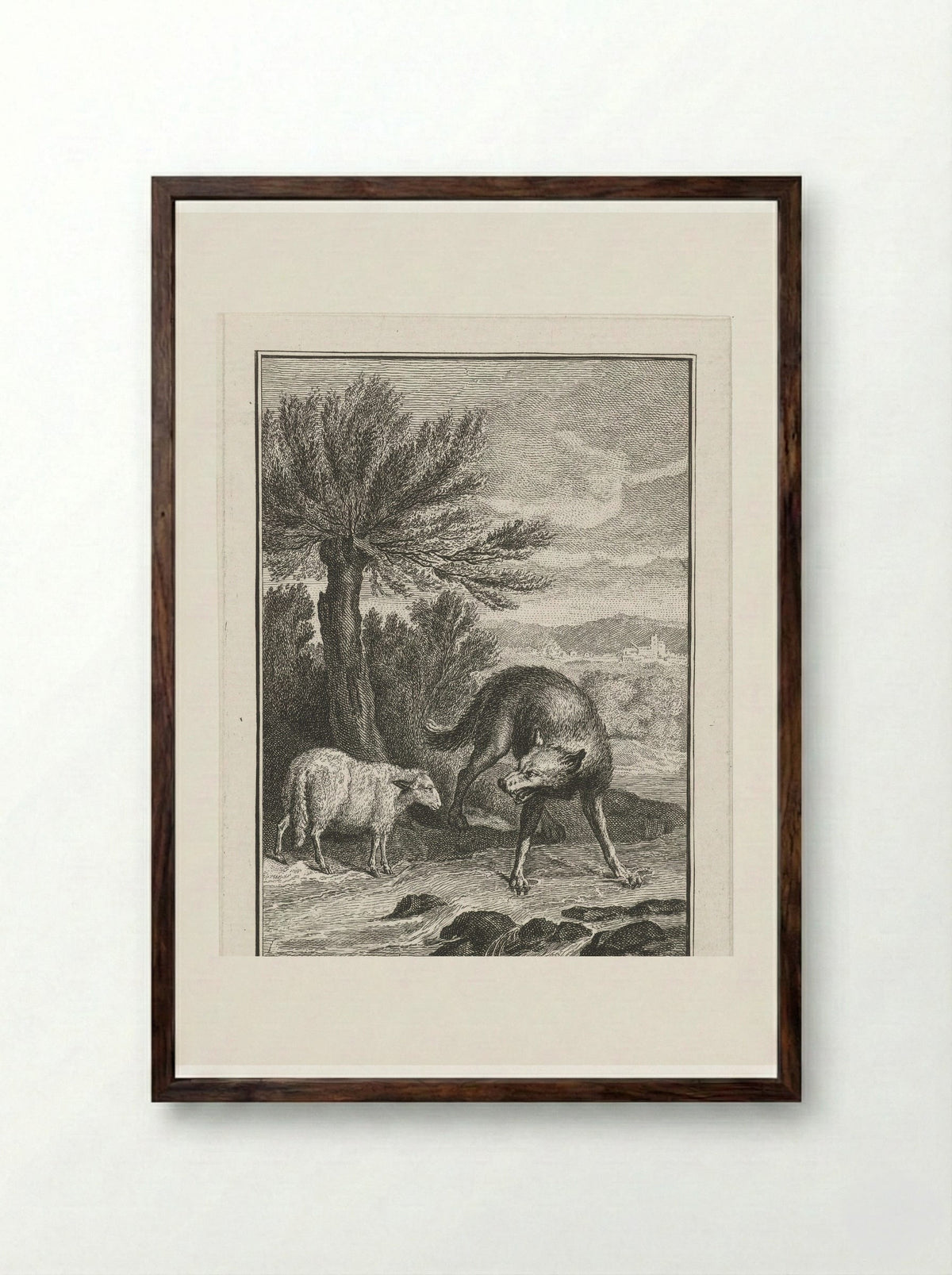 De wolf en het lam - Abraham Delfos - Framed Print Dark Wood