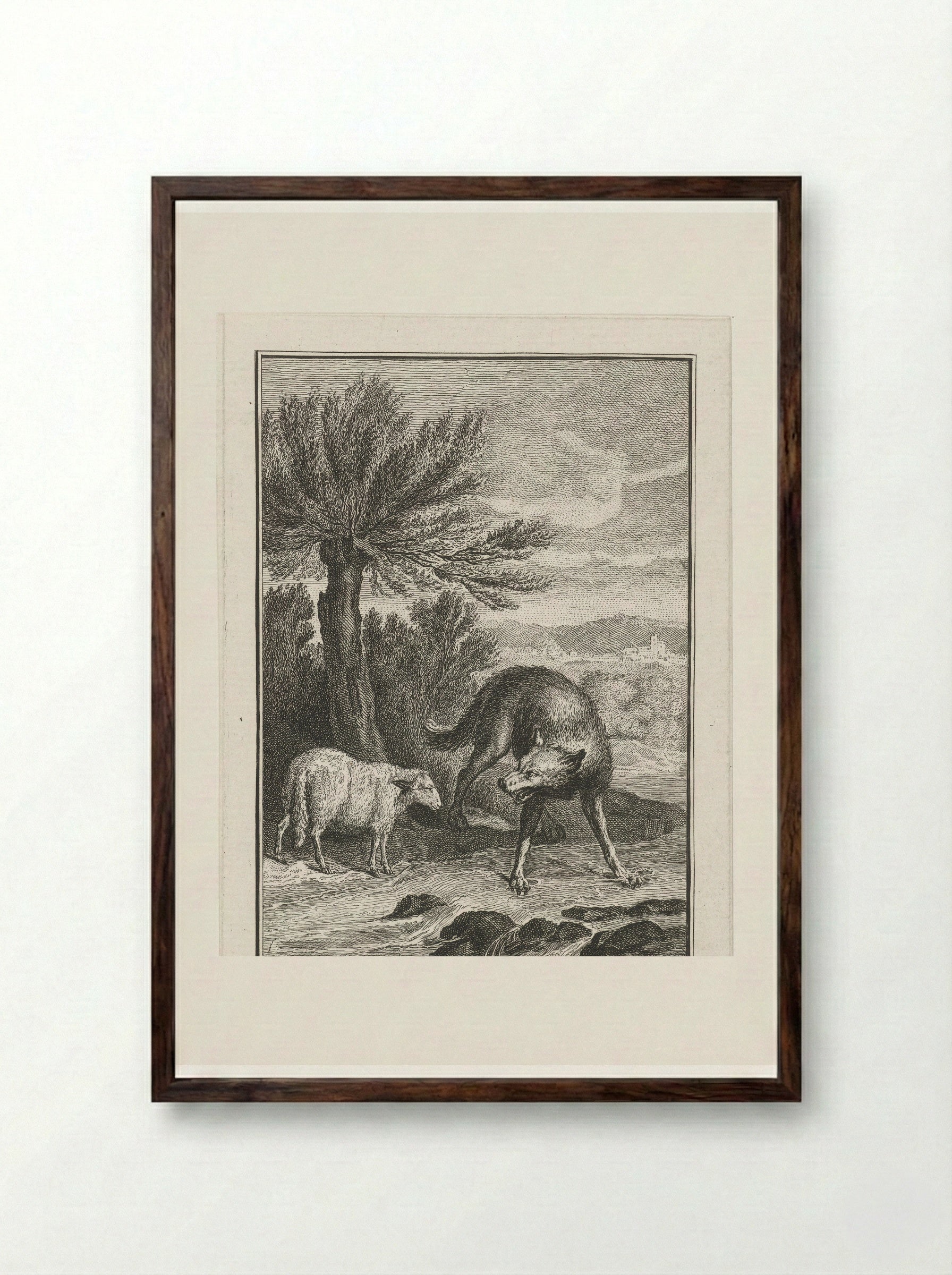 De wolf en het lam - Abraham Delfos - Framed Print Dark Wood