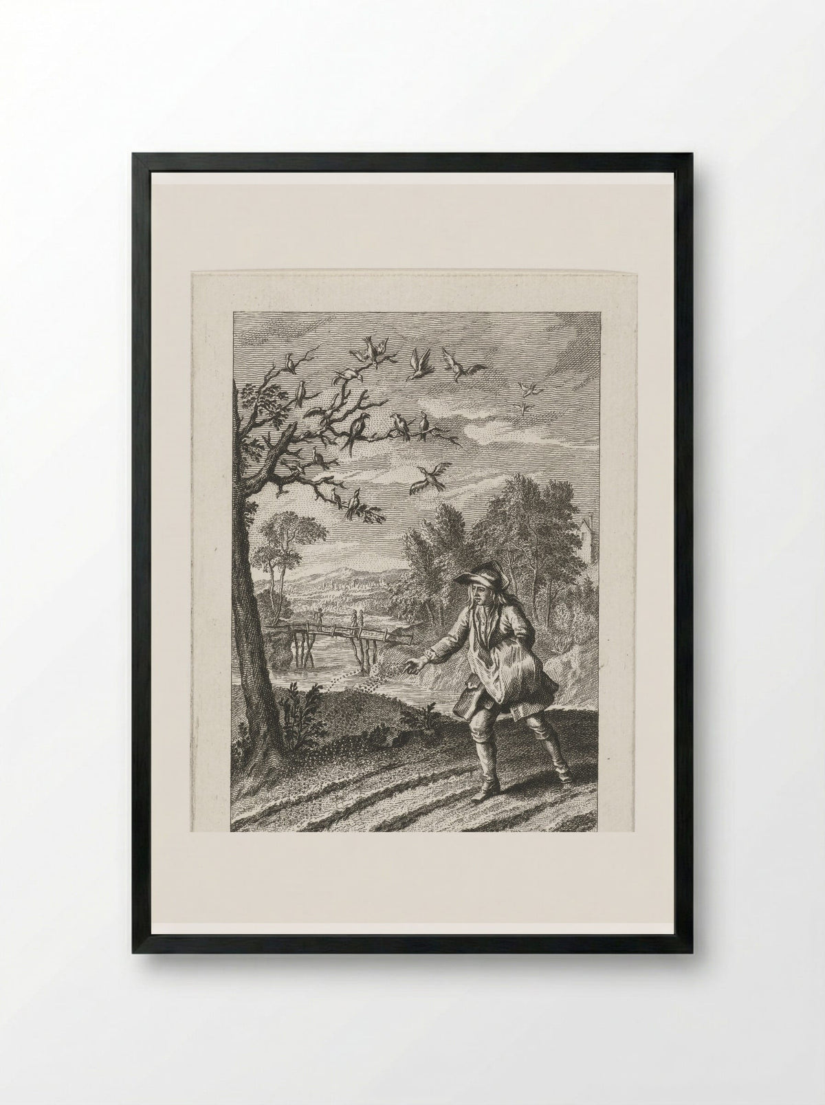 De zwaluwen en de vogeltjes - Abraham Delfos - Framed Print Black
