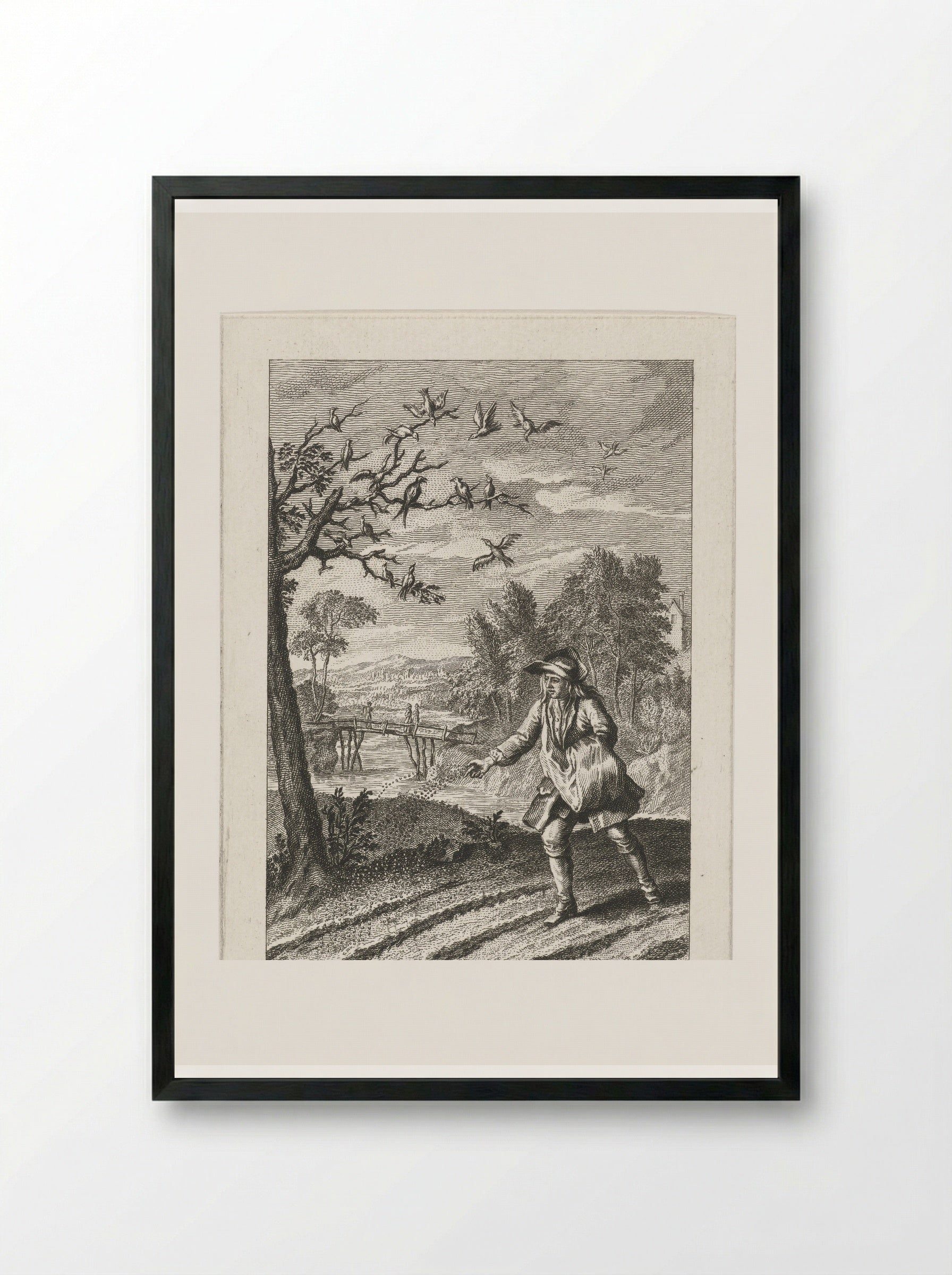 De zwaluwen en de vogeltjes - Abraham Delfos - Framed Print Black