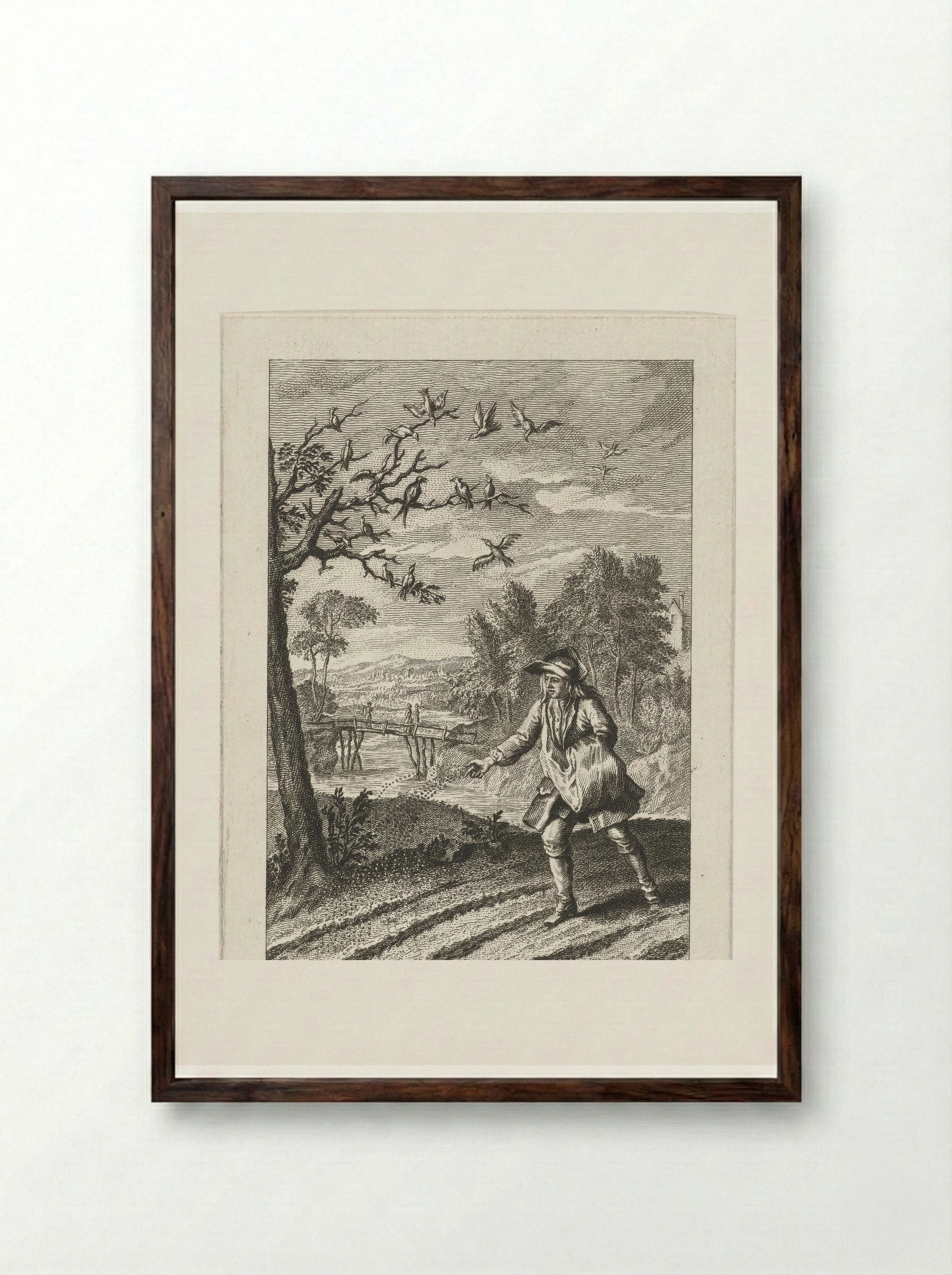 De zwaluwen en de vogeltjes - Abraham Delfos - Framed Print Dark Wood