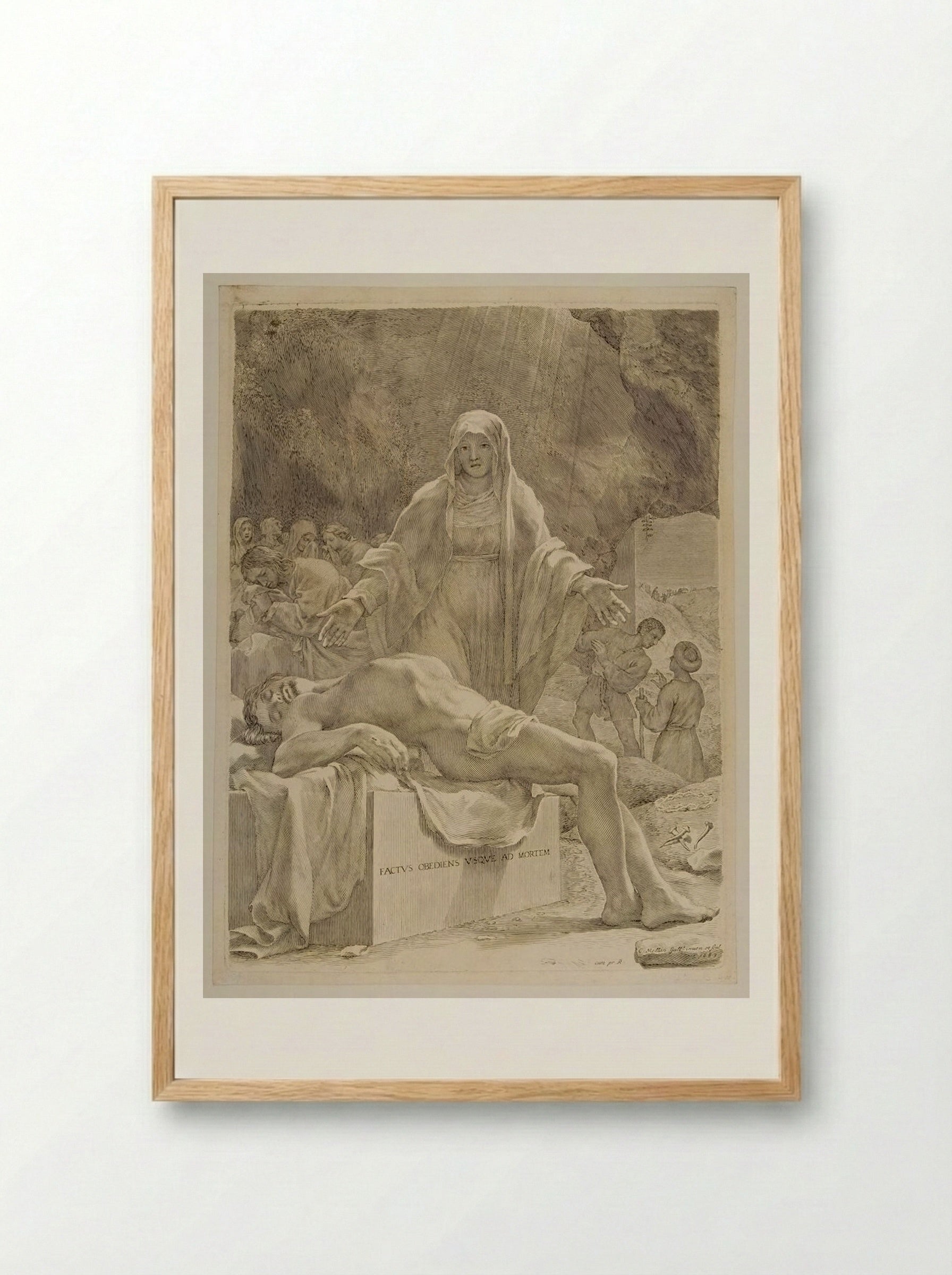 Dead Body of Christ Extended on the Tomb - Claude Mellan - Framed Print Wood