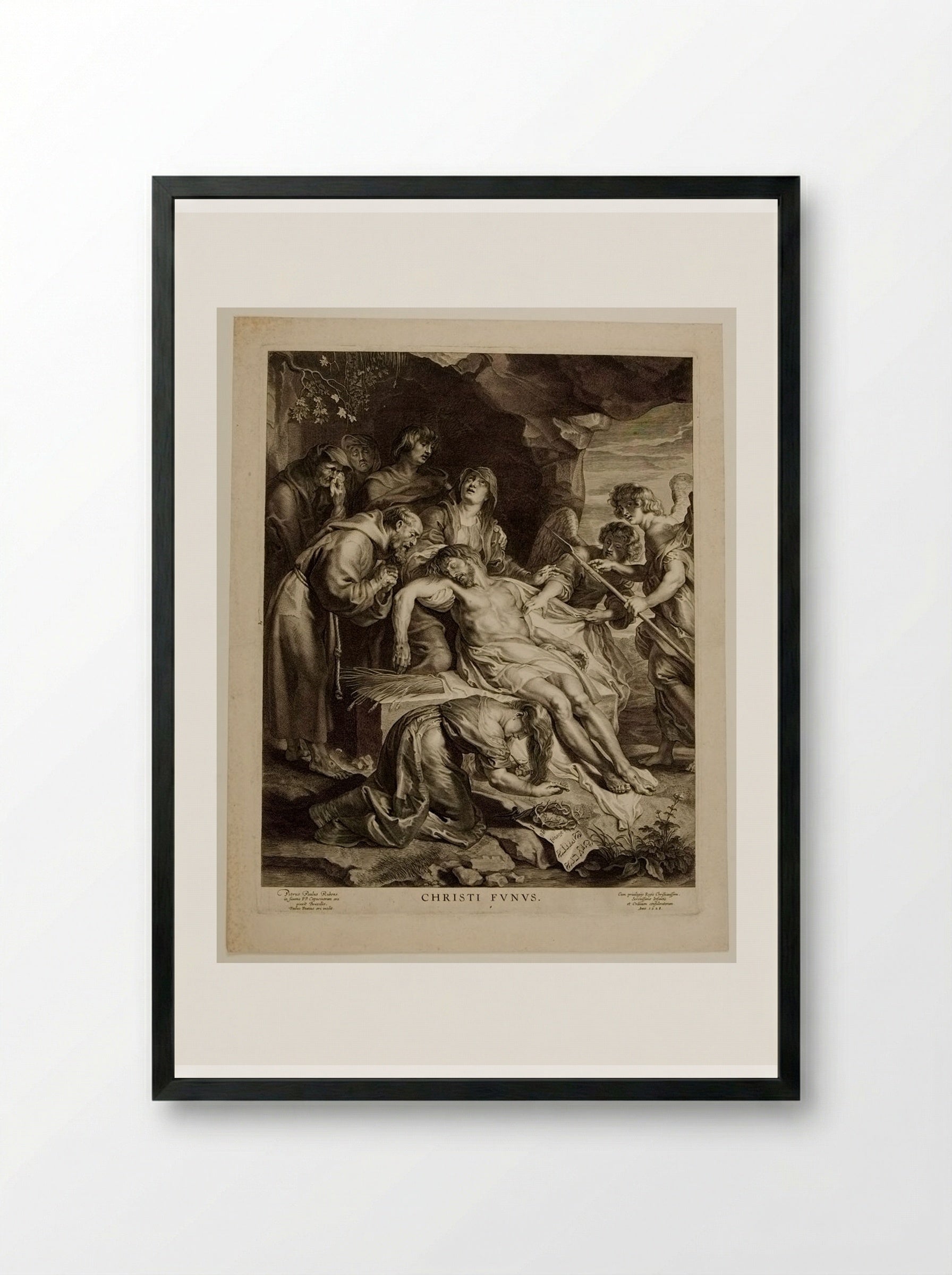 Dead Christ with a Capuchin - Paulus Pontius - Framed Print Black