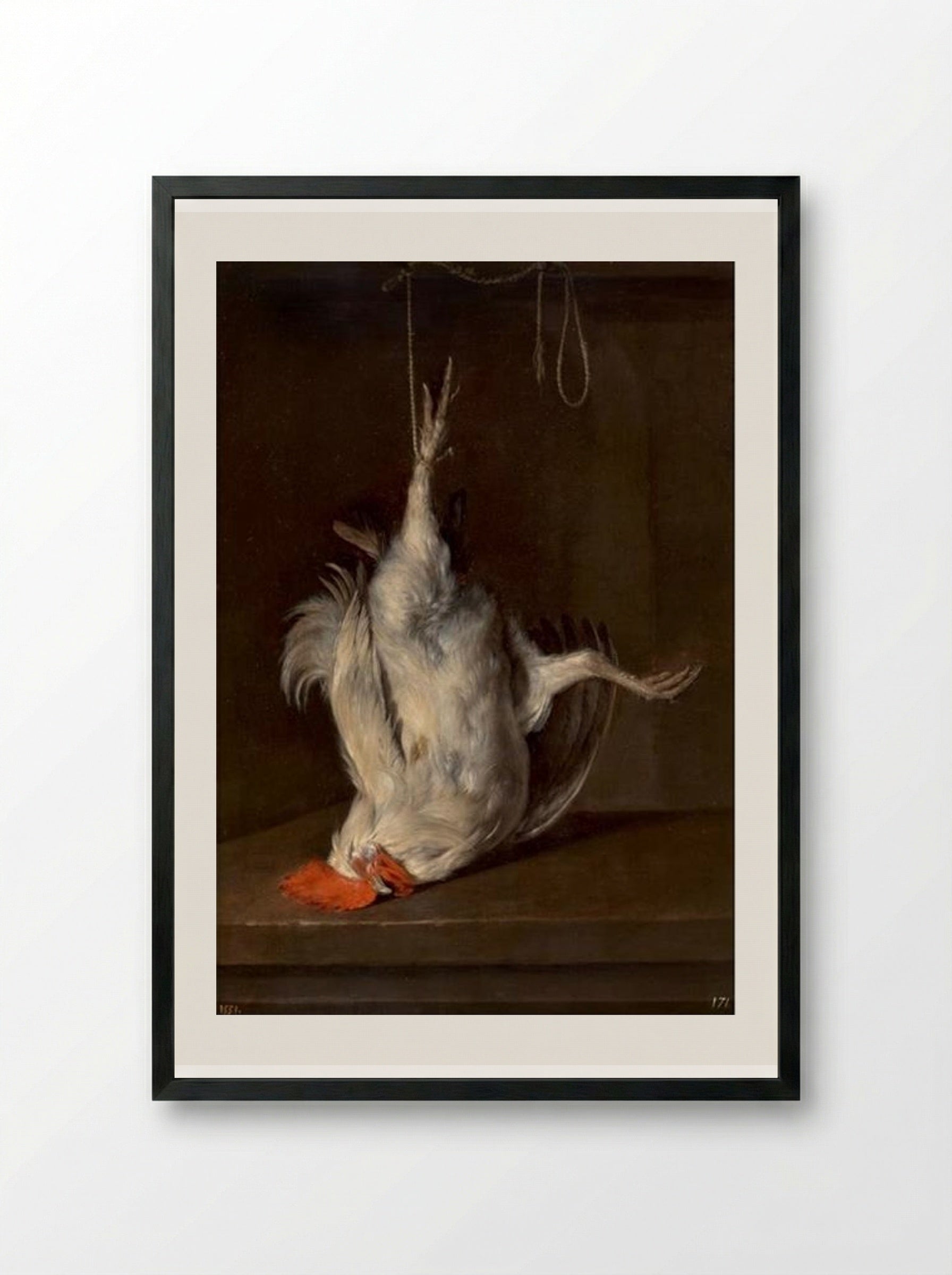Dead Cock - Gabriel Metsu - Framed Print Black