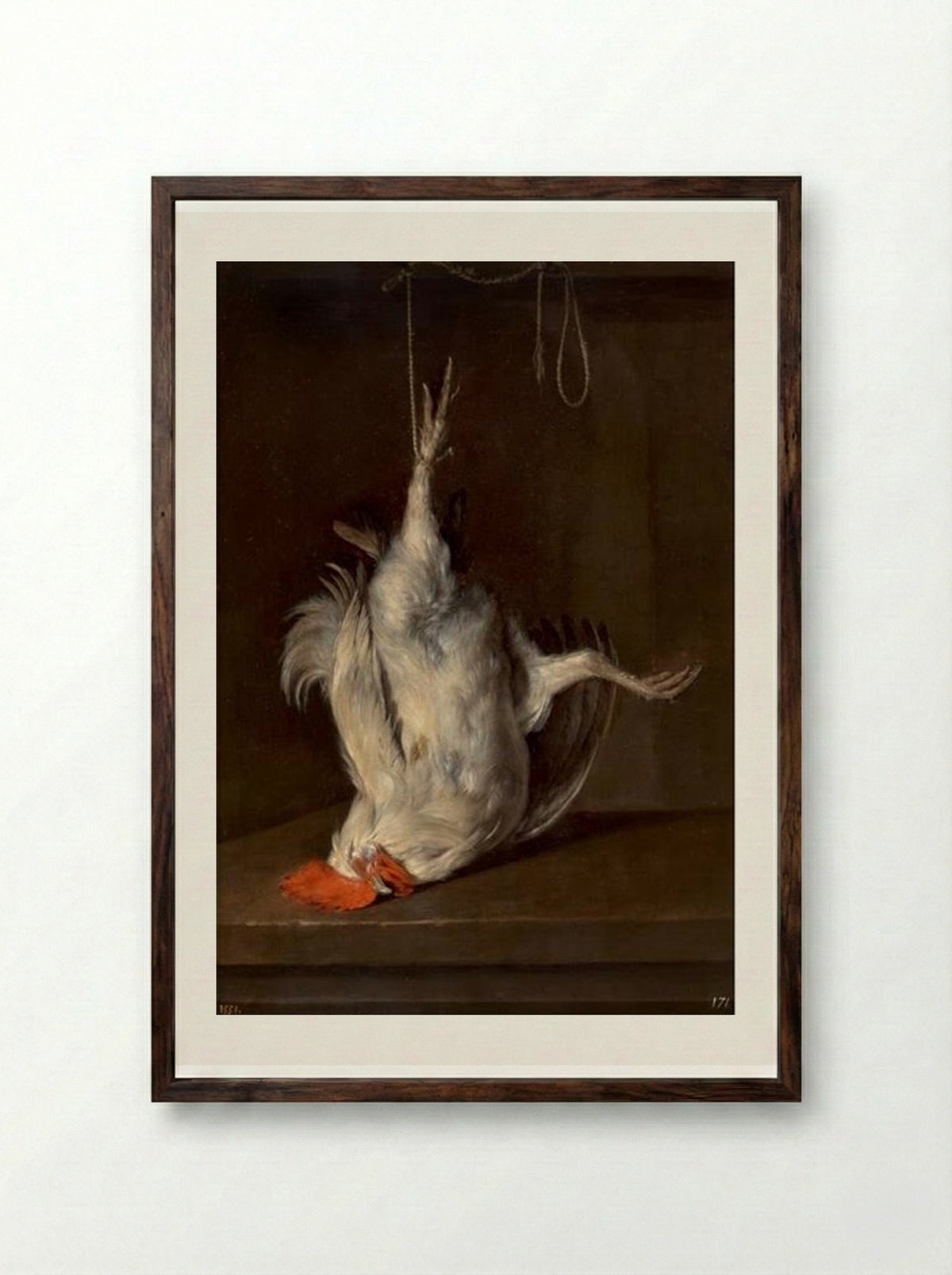 Dead Cock - Gabriel Metsu - Framed Print Dark Wood