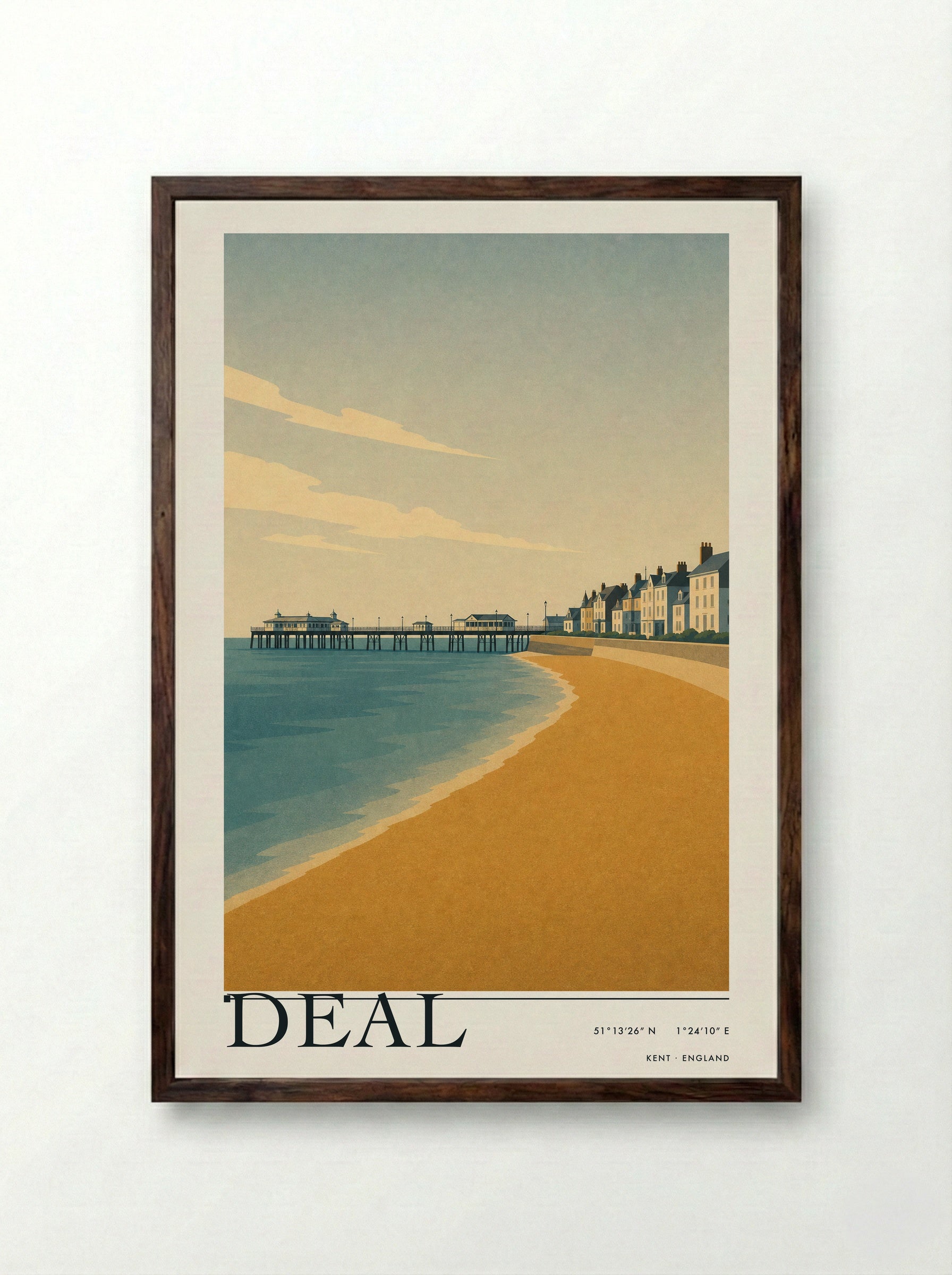 Deal Travel Poster - Framed Print Dark Wood