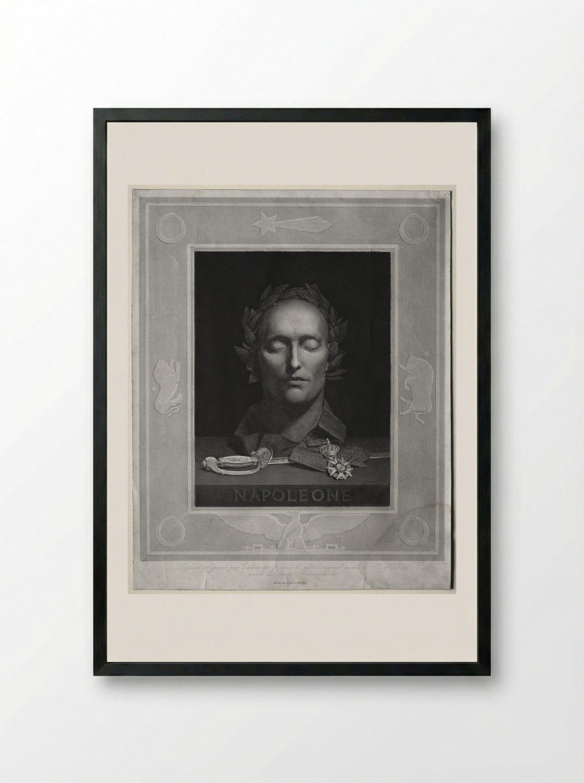 Death Mask of Napoleon - Luigi Calamatta - Framed Print Black