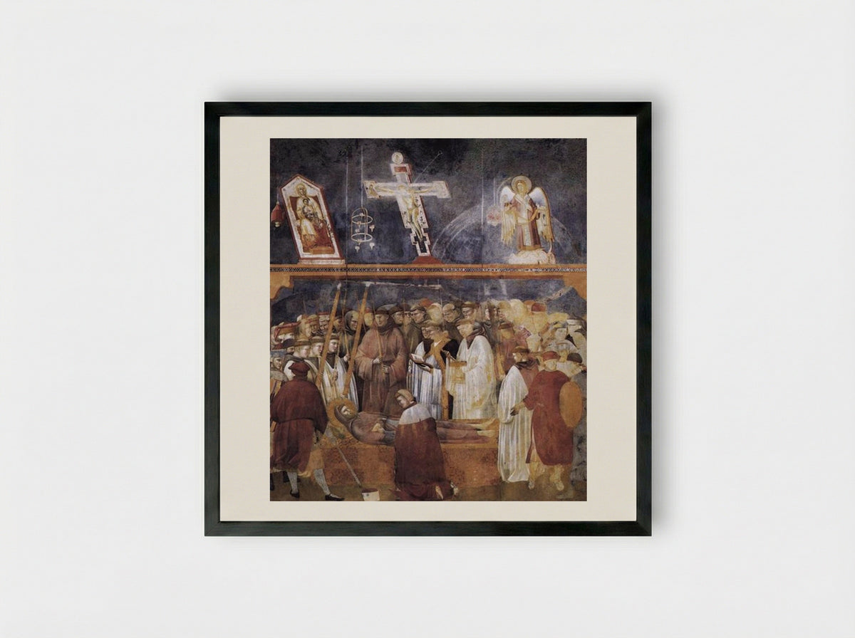 Death and Ascension of Saint Francis - Giotto di Bondone - Framed Print Black