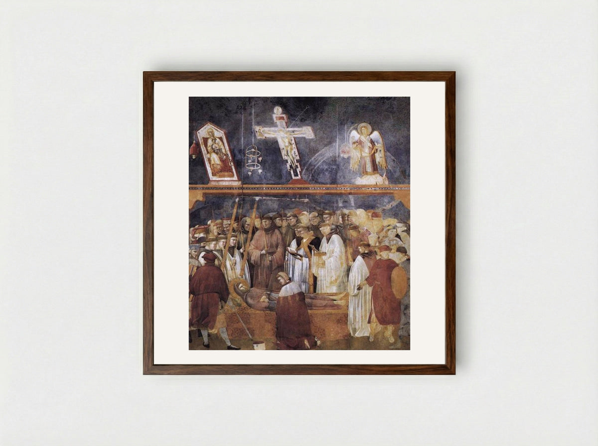 Death and Ascension of Saint Francis - Giotto di Bondone - Framed Print Dark Wood