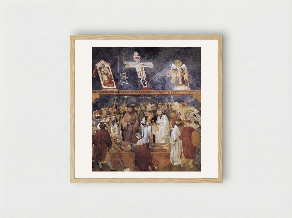Death and Ascension of Saint Francis - Giotto di Bondone - Framed Print Wood