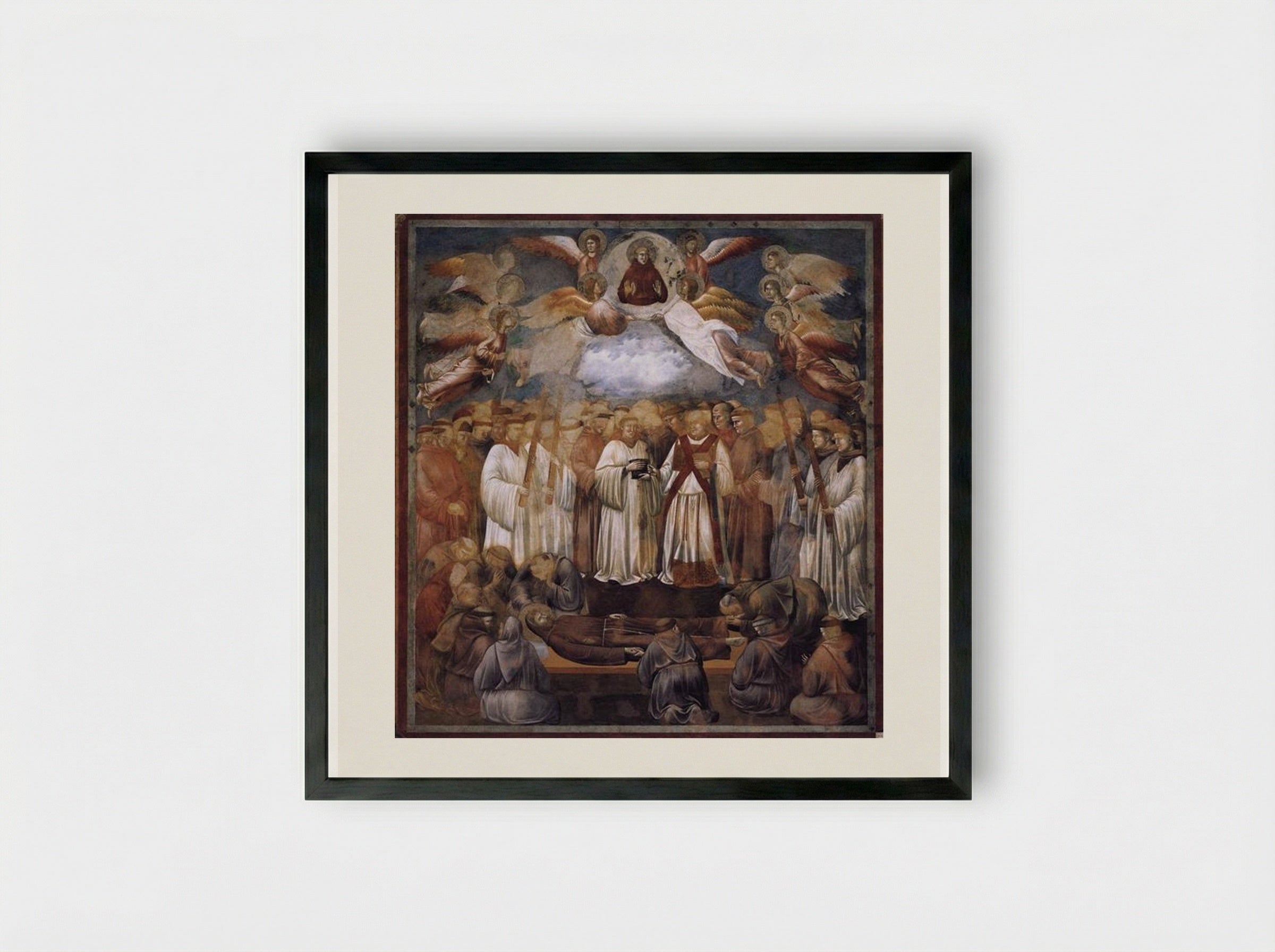 Death and Ascension of St. Francis - Giotto di Bondone - Framed Print Black