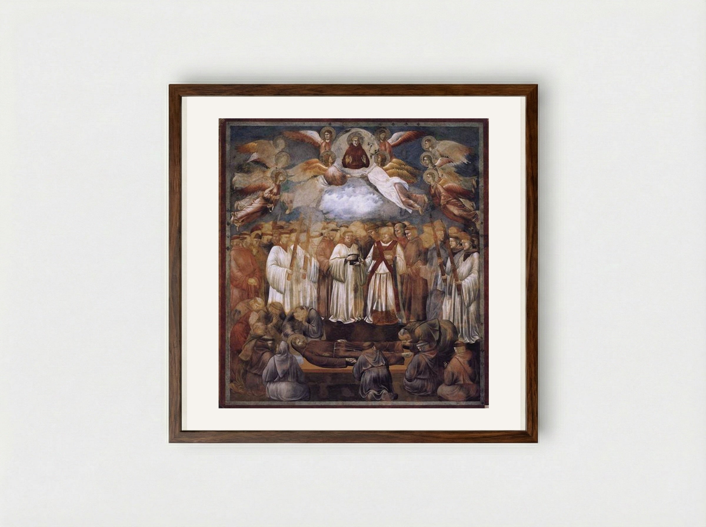 Death and Ascension of St. Francis - Giotto di Bondone - Framed Print Dark Wood