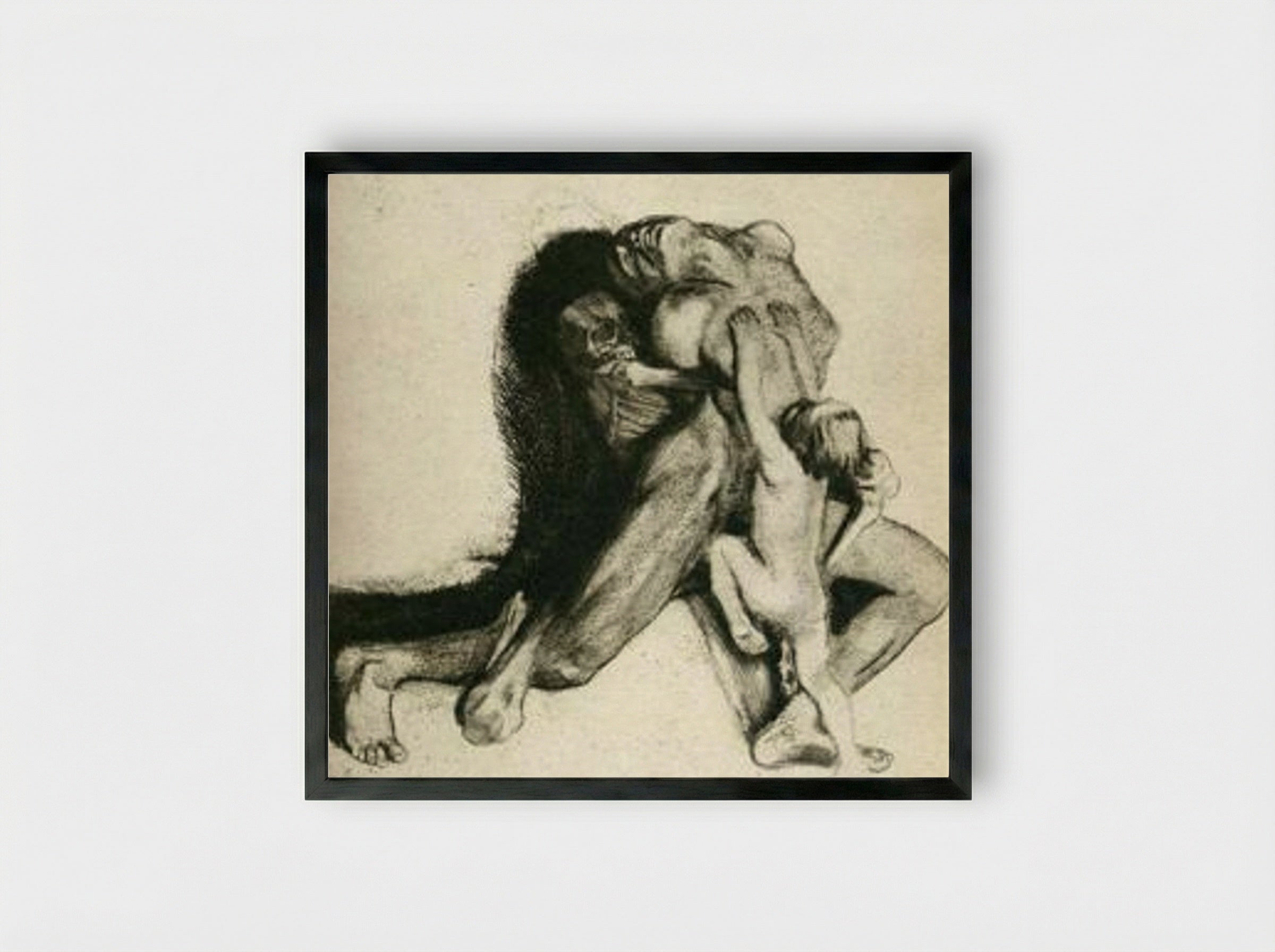Death and Woman - Käthe Kollwitz - Framed Print Black